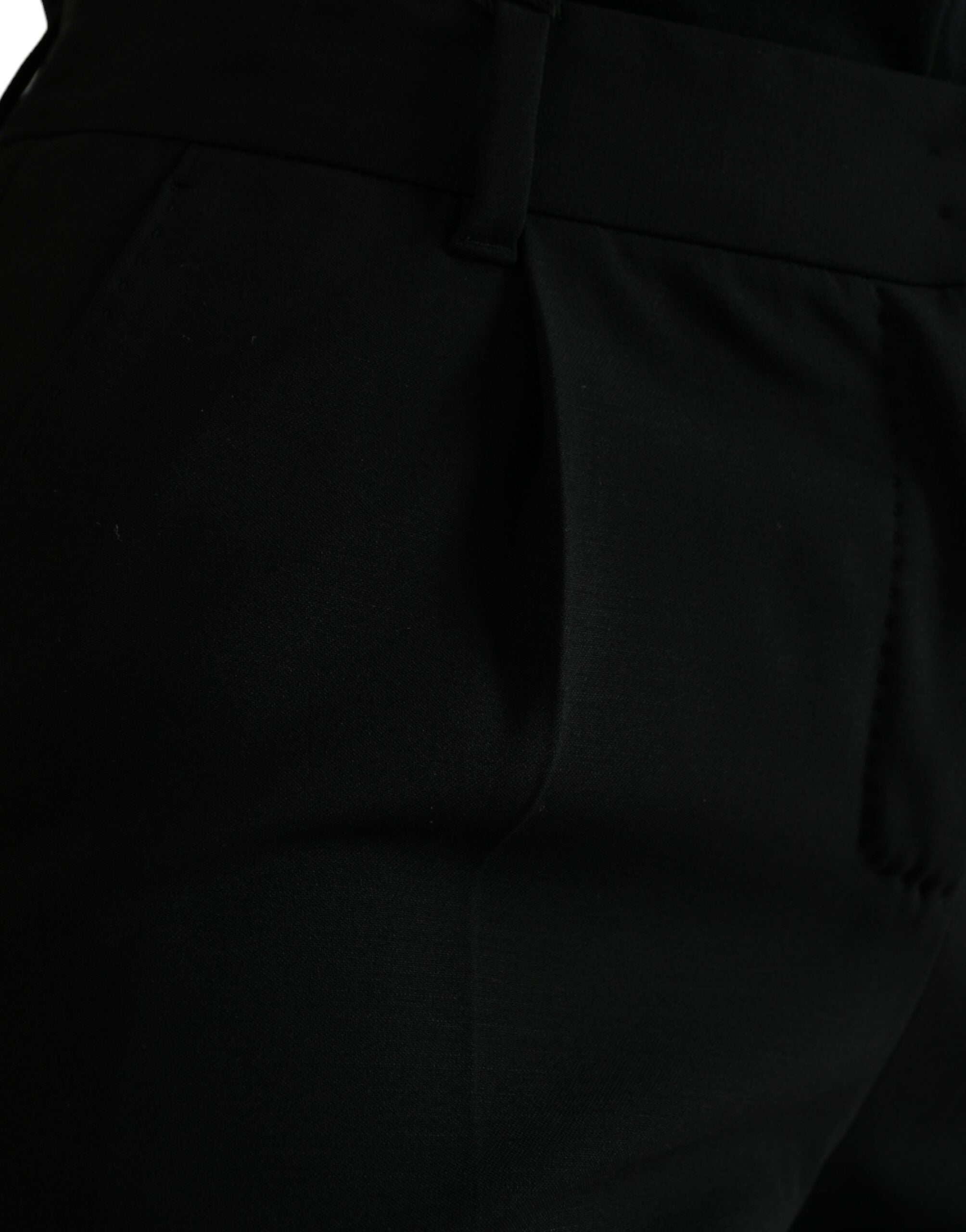 Dolce & Gabbana Black Wool Mid Waist Tapered Pants