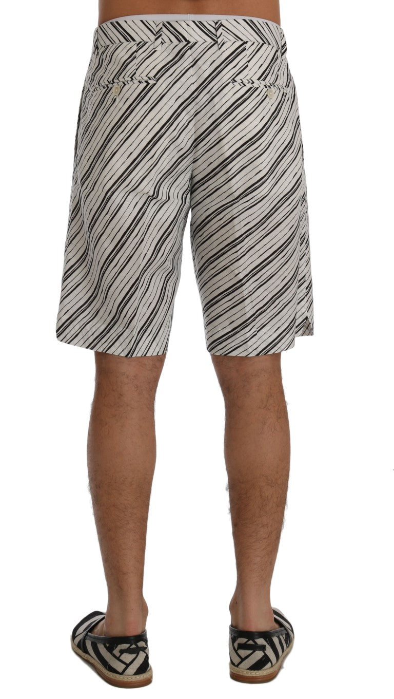 Dolce & Gabbana White Black Striped Casual Shorts