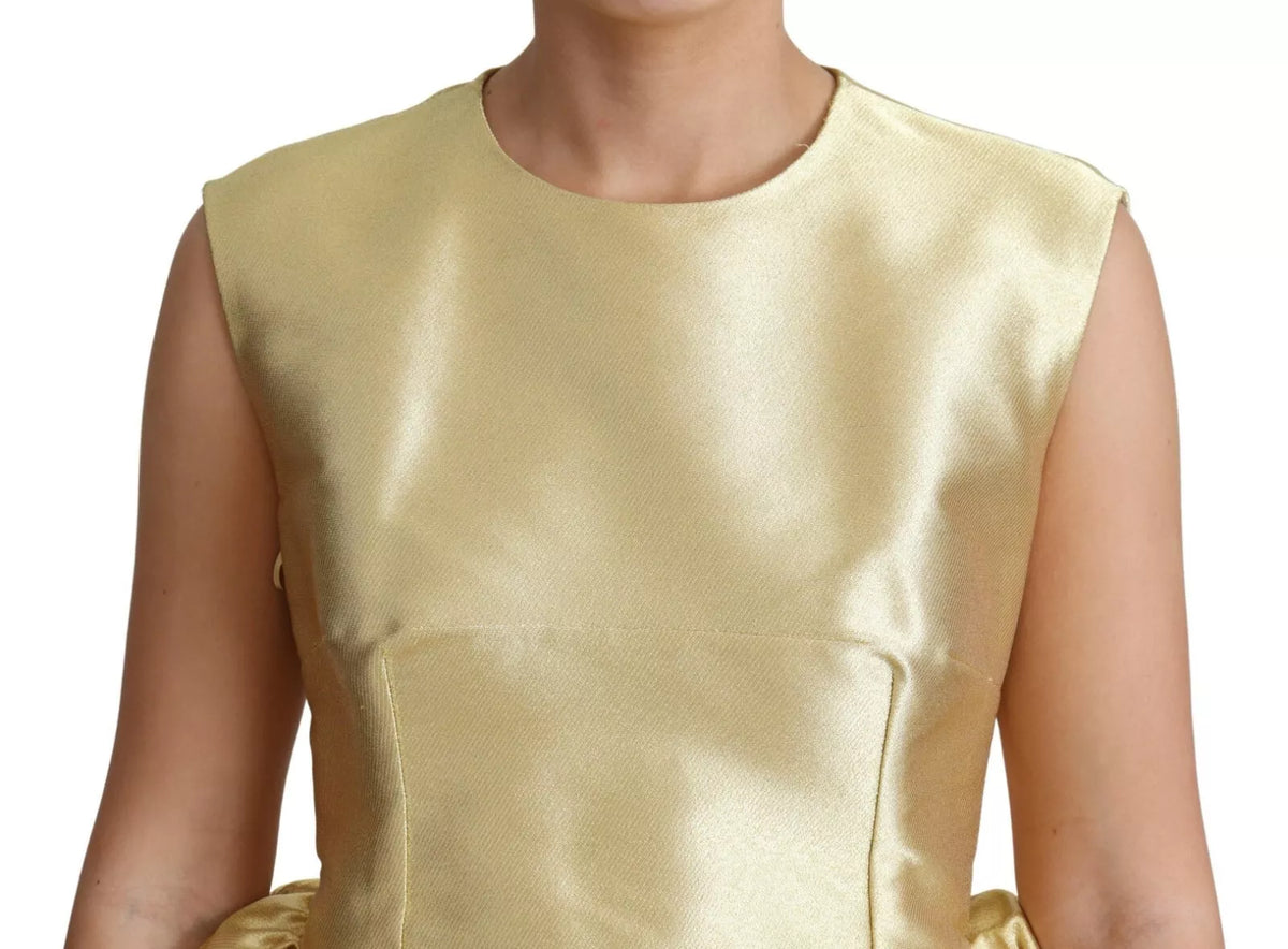 Dolce & Gabbana Polyester Gold Sleeveless A-line Tulle Dress