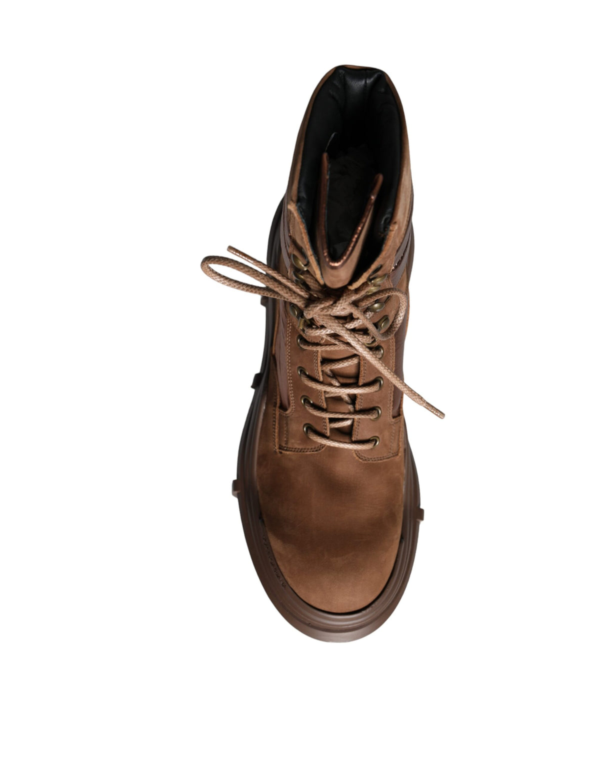 Dolce & Gabbana Brown Suede Leather Military Combat Men Boots Shoes