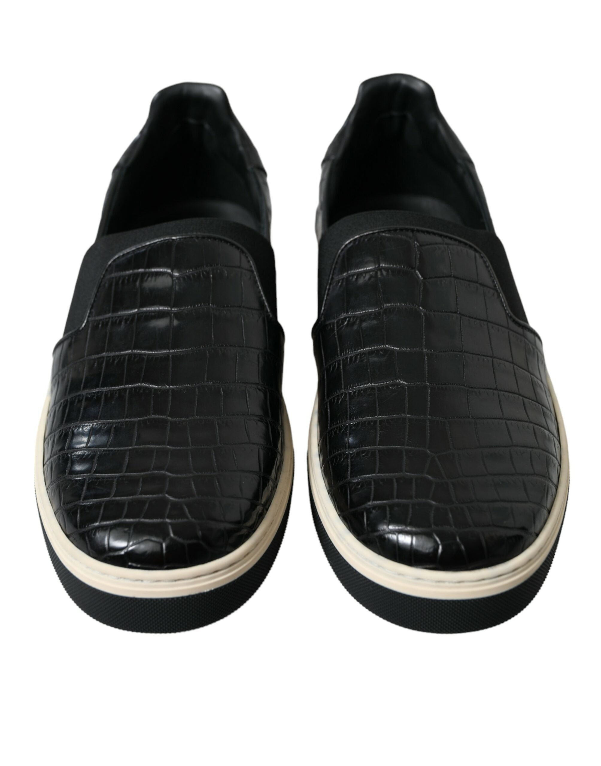 Elegant Crocodile Leather Low-Top Sneakers