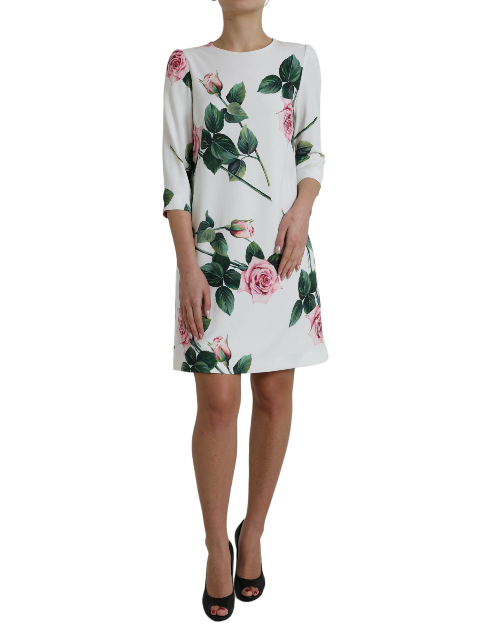 Elegant Floral A-Line Knee-Length Dress
