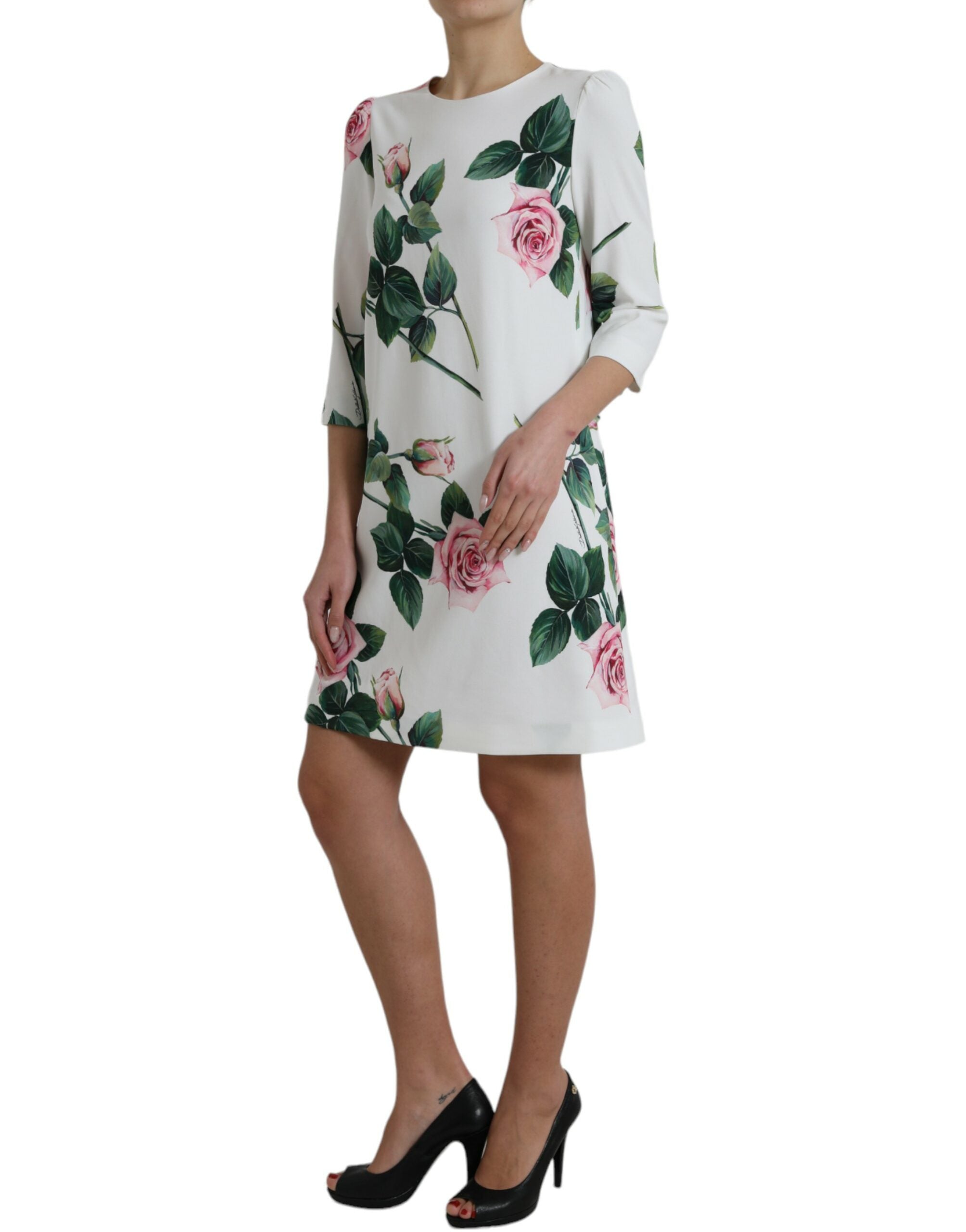 Elegant Floral A-Line Knee-Length Dress