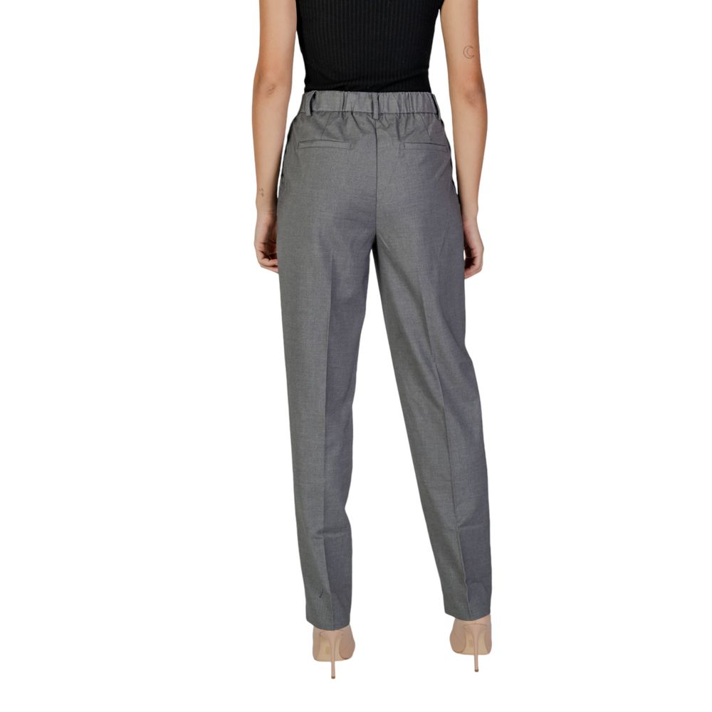 Vila Clothes Gray Polyester Casual Pants