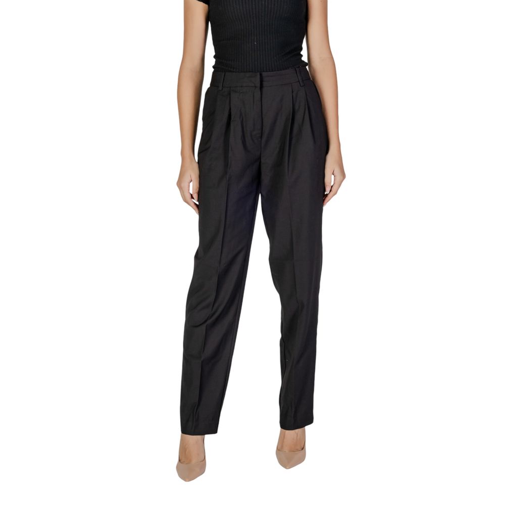 Vila Clothes Black Polyester Dress Pants