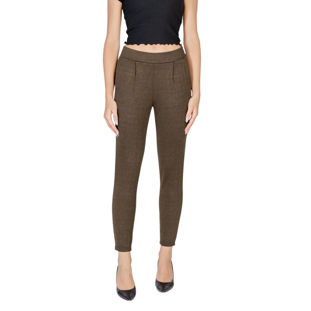 ICHI Green Polyester Skinny Pants