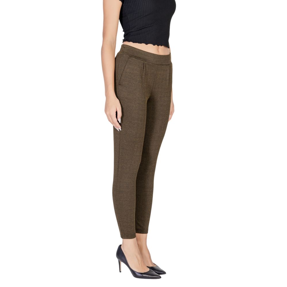 ICHI Green Polyester Skinny Pants