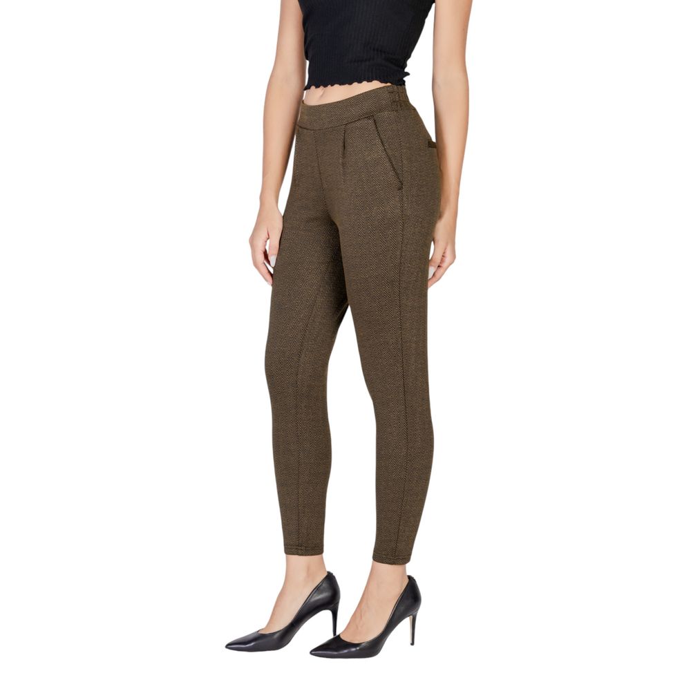 ICHI Green Polyester Skinny Pants