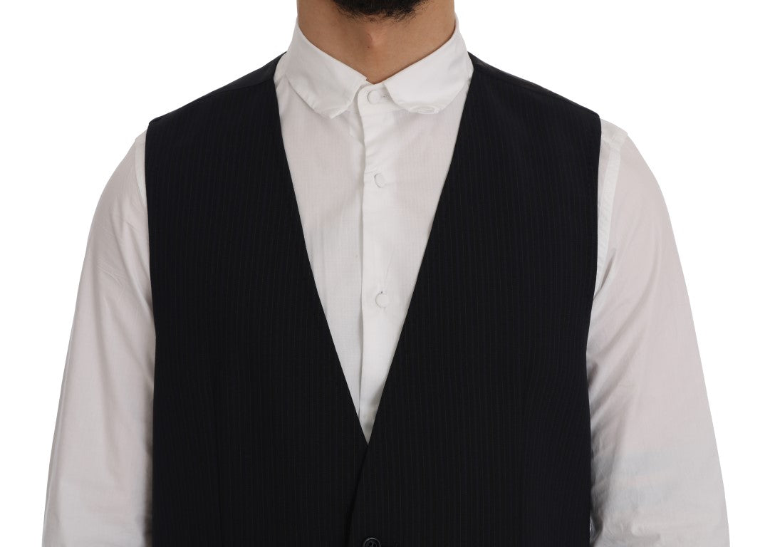 Dolce & Gabbana Black STAFF Wool Striped Vest