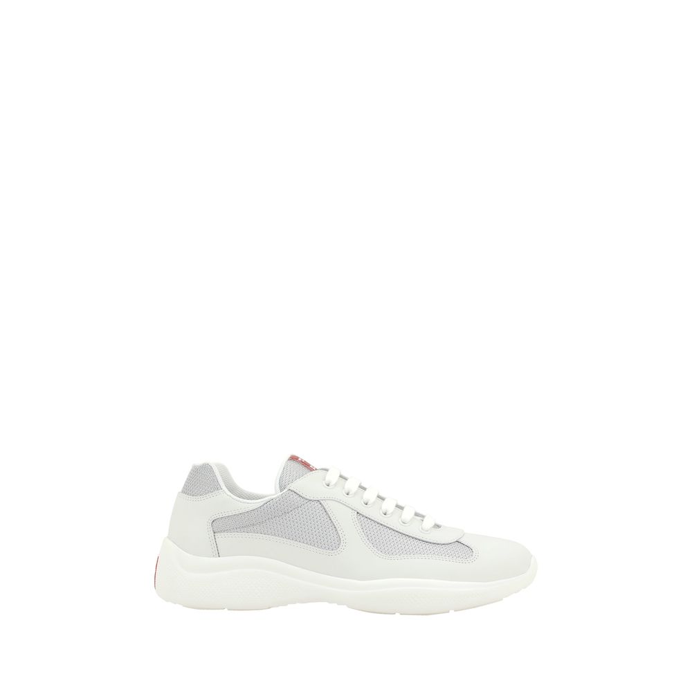 Prada White Calf Leather Bos Taurus Athletic Sneakers