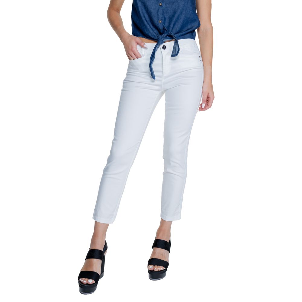 Street One White Cotton Casual Pants