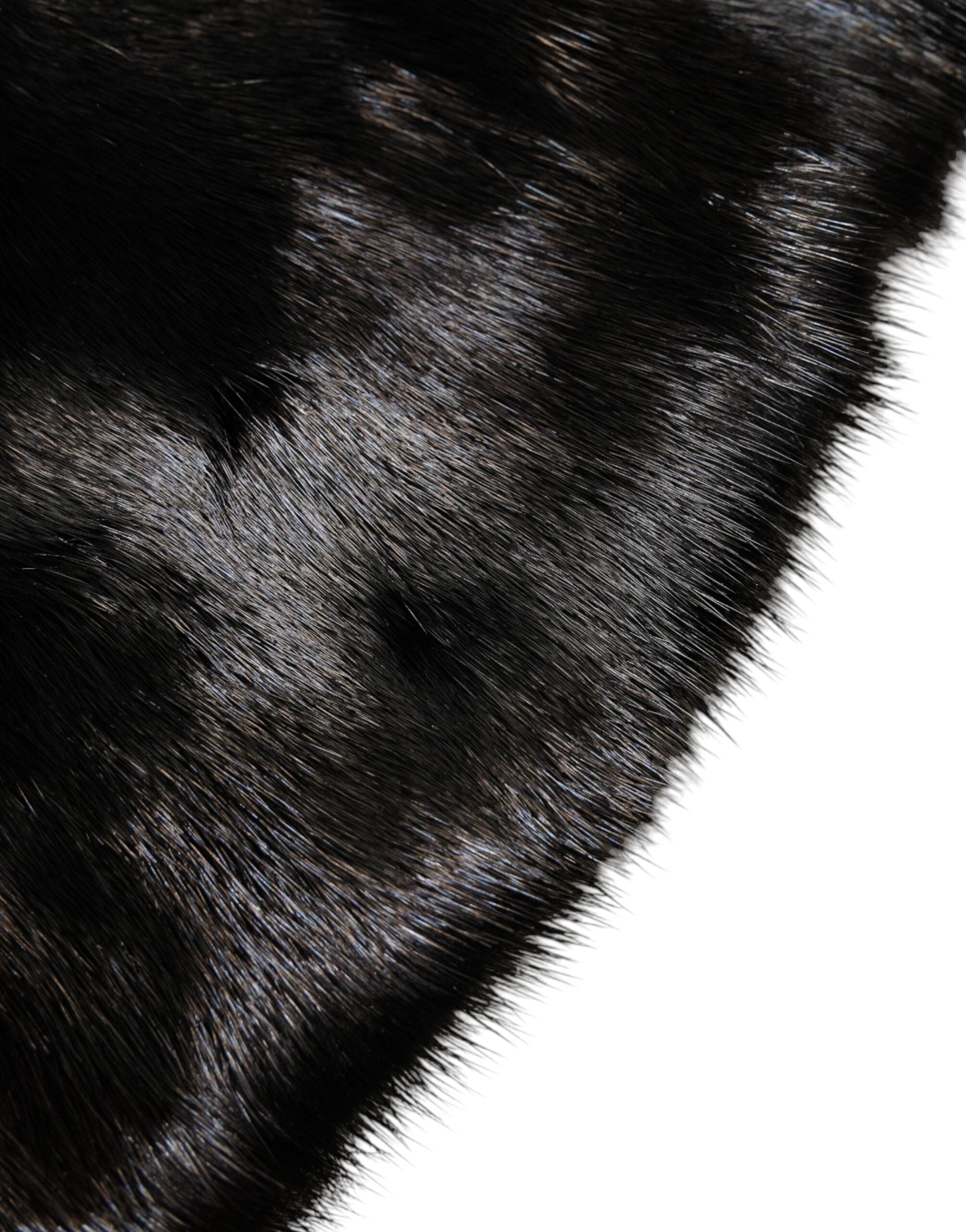 Dolce & Gabbana Black Fur Shawl Neck Wrap Cover Collar Scarf