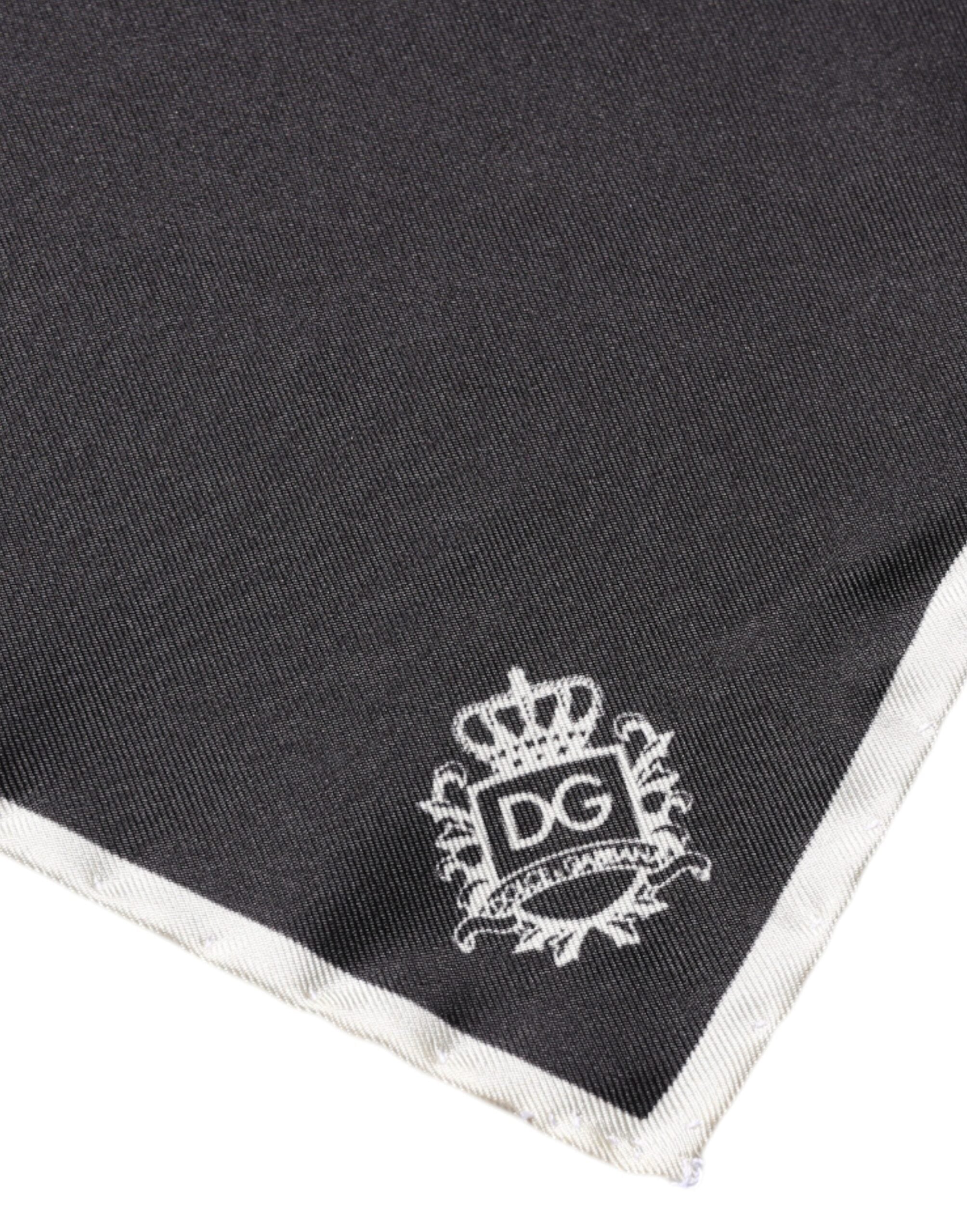 Dolce & Gabbana Black Crown Logo Square Handkerchief Scarf