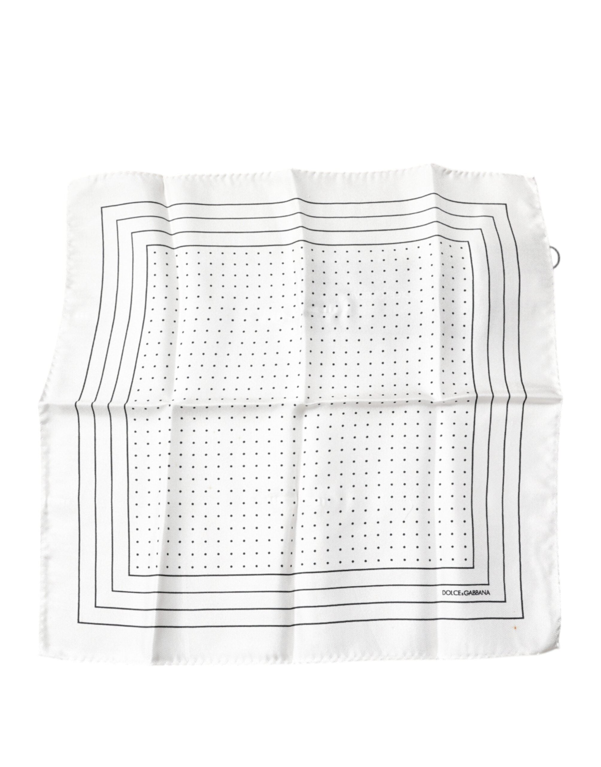 Dolce & Gabbana White Polka Dots Square Handkerchief Scarf