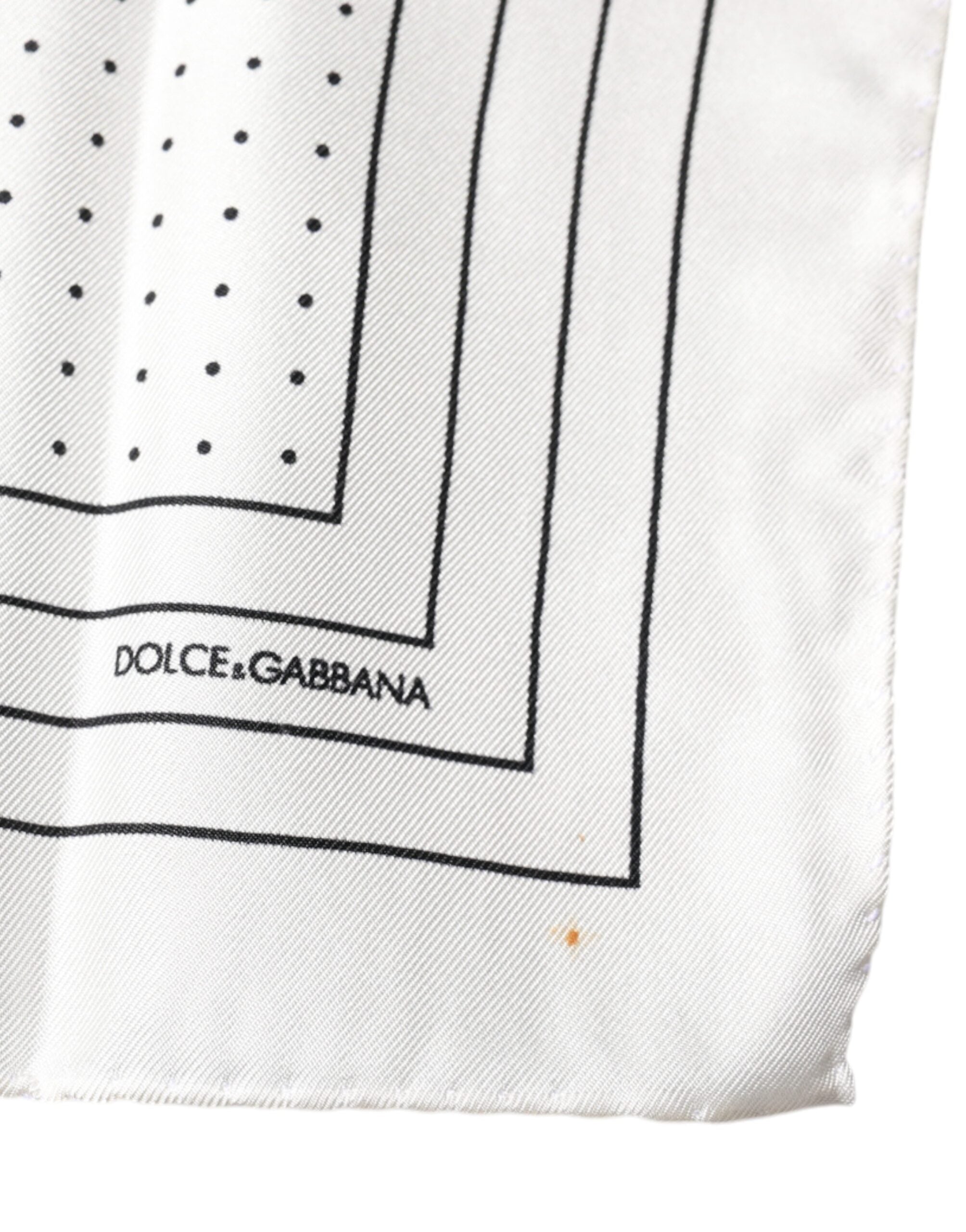 Dolce & Gabbana White Polka Dots Square Handkerchief Scarf