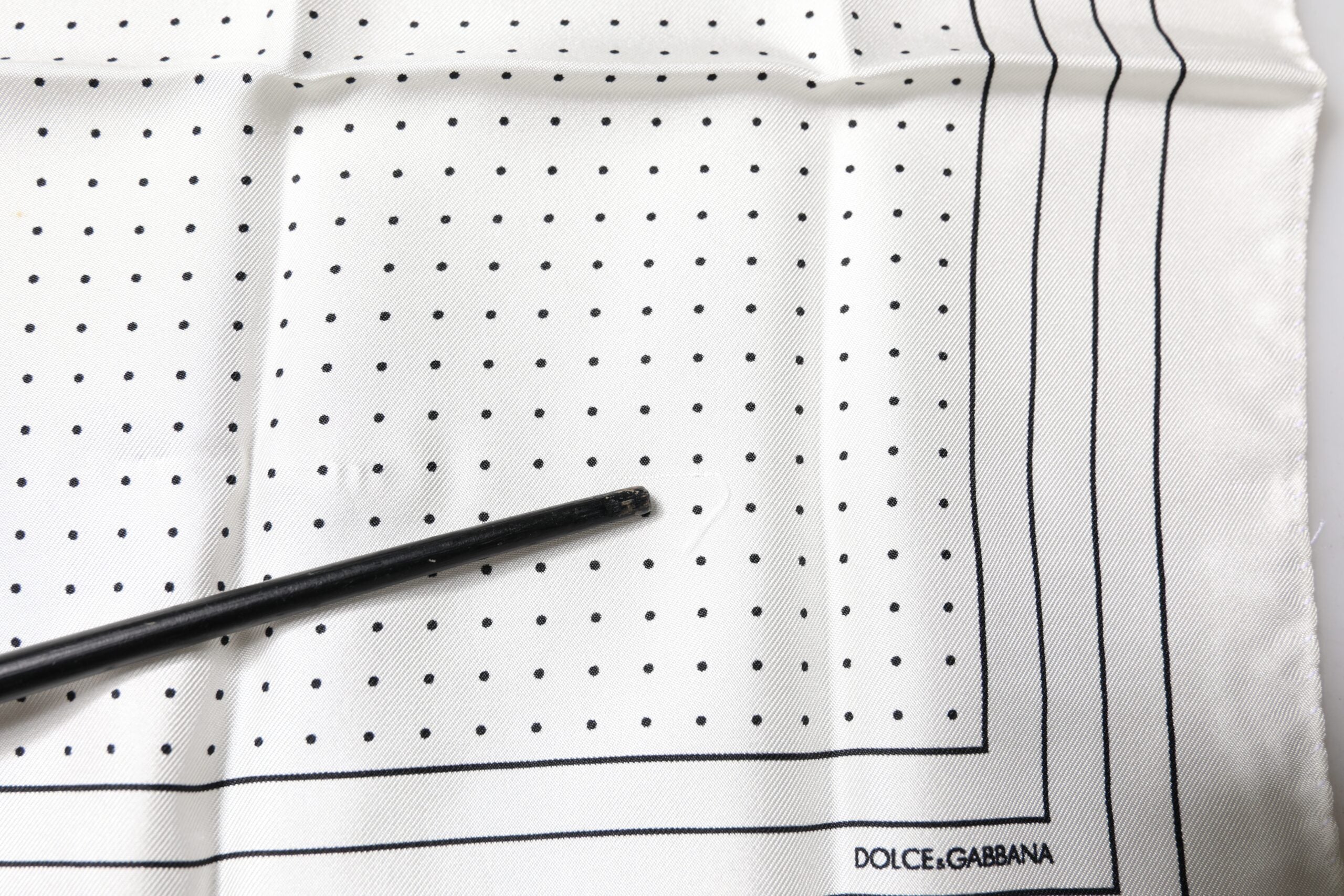 Dolce & Gabbana White Polka Dots Square Handkerchief Scarf