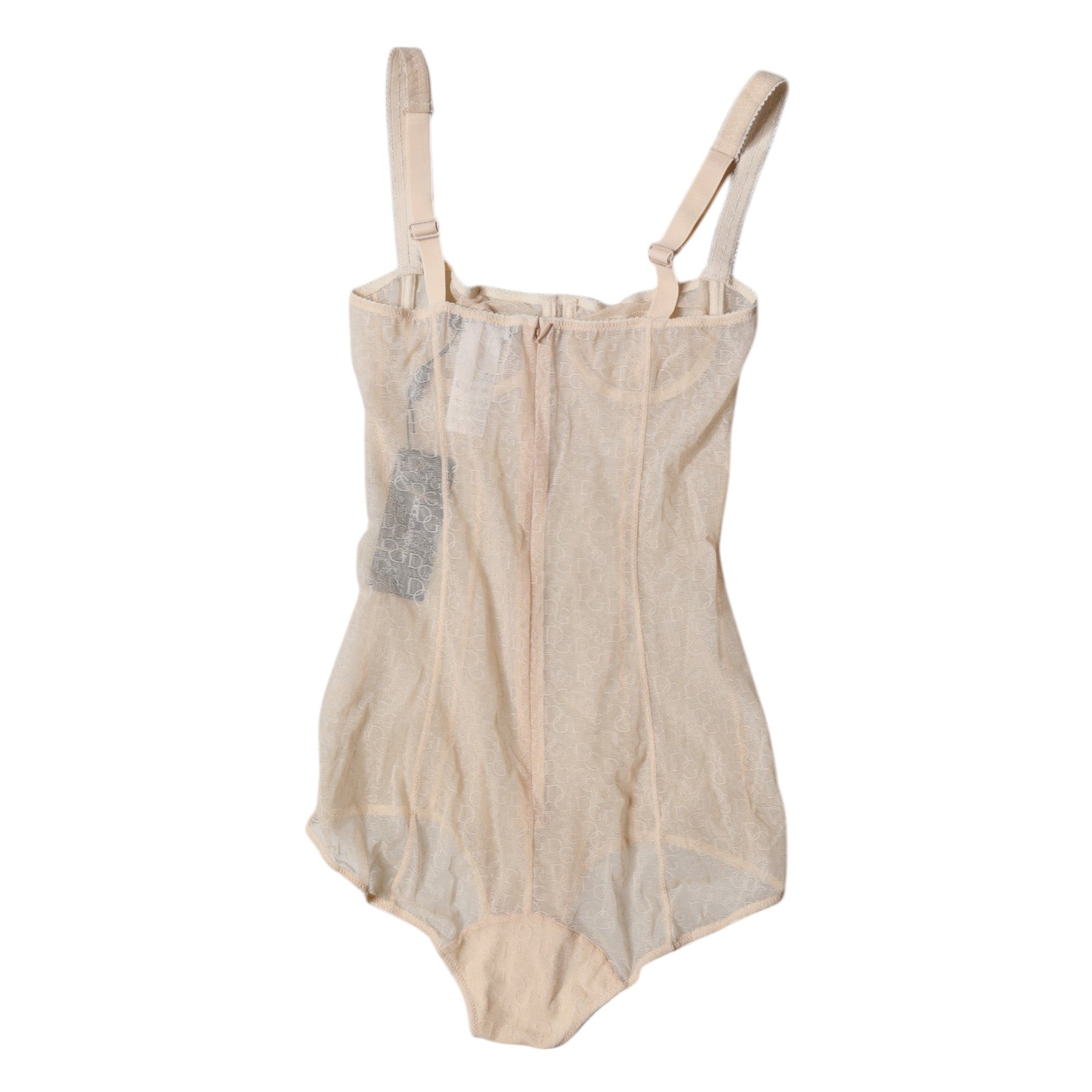 Dolce & Gabbana Beige Tulle Balconette Bra Bodysuit Underwear