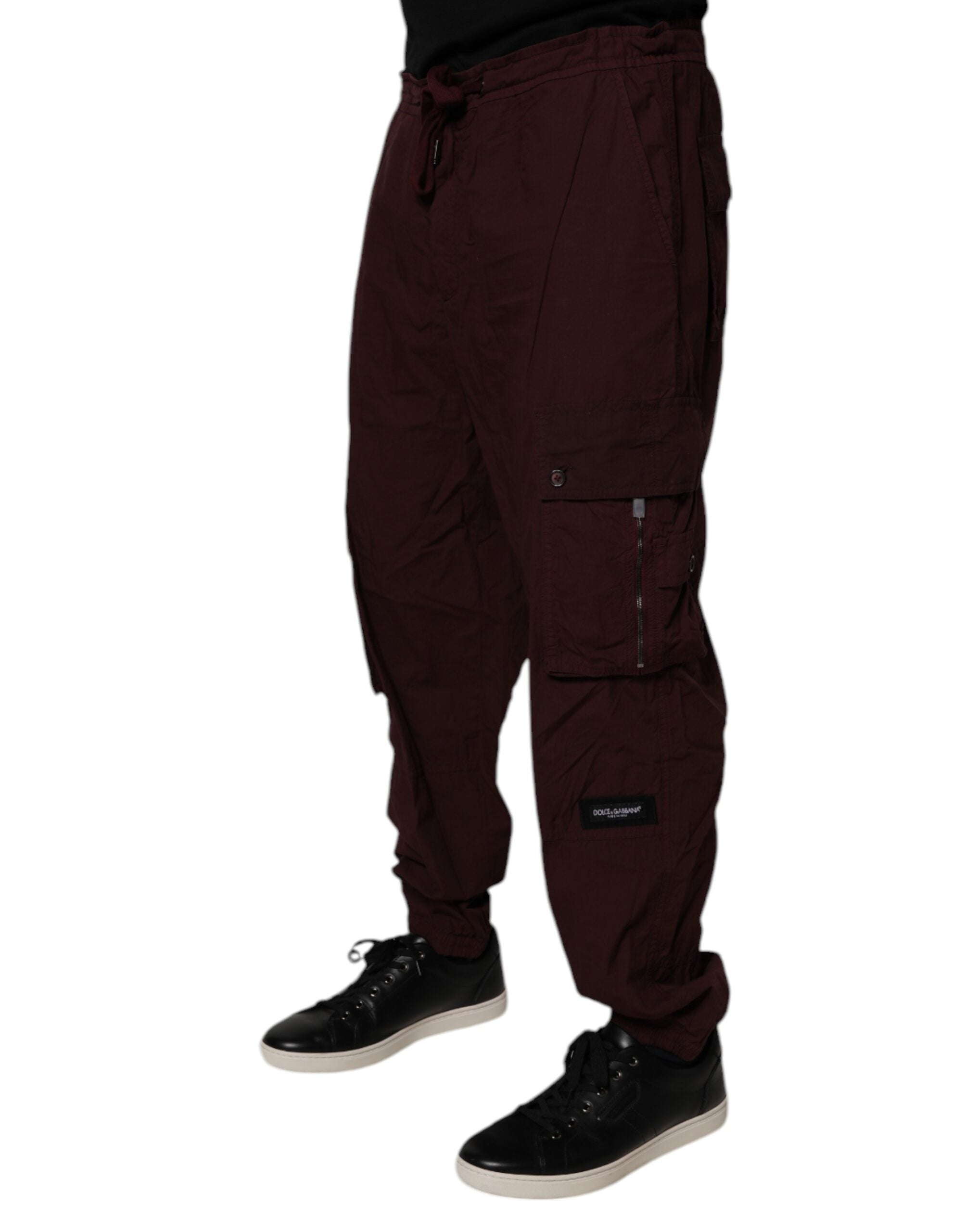 Dolce & Gabbana Maroon Cotton Cargo Jogger Sweatpants Pants