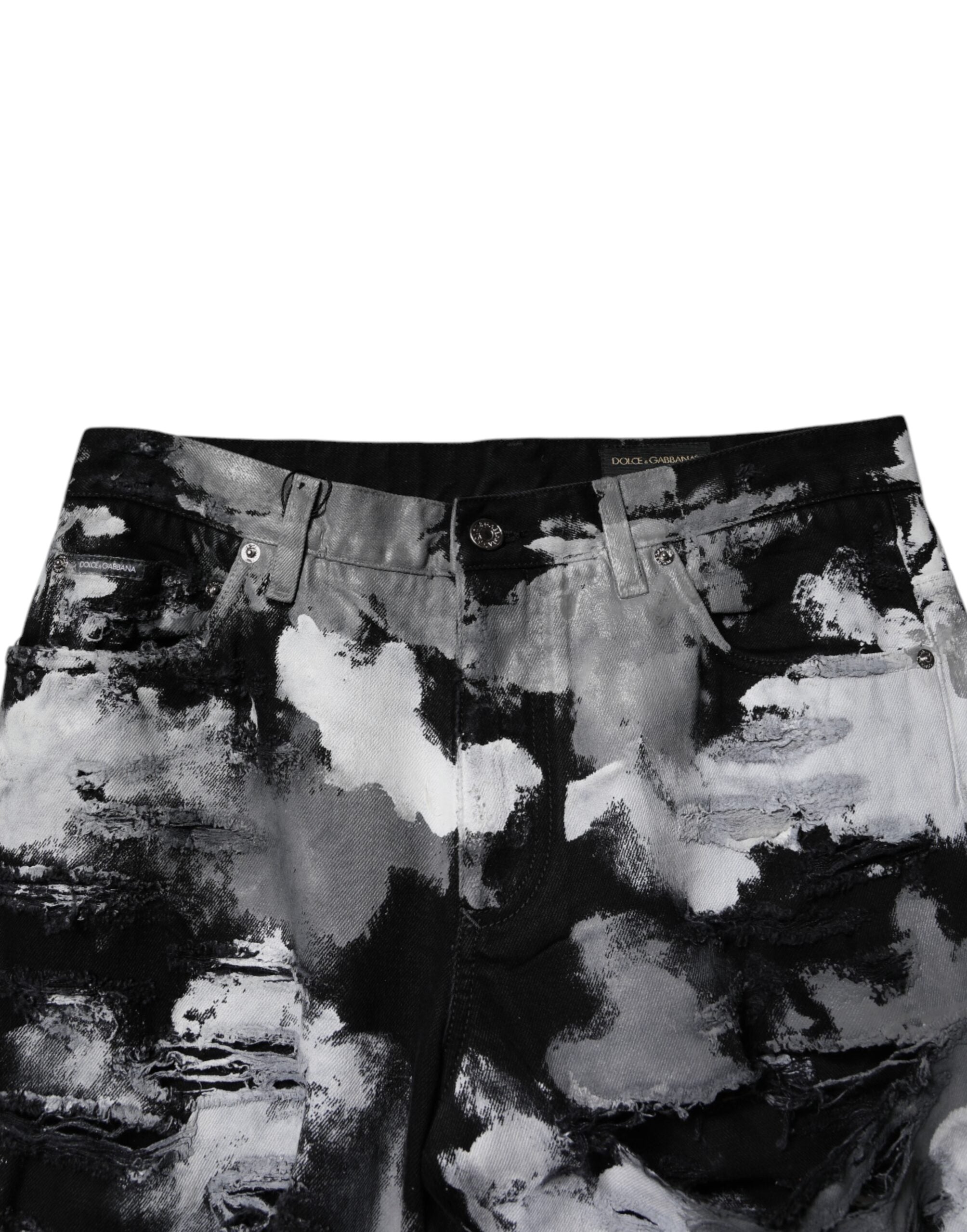 Dolce & Gabbana Multicolor Camouflage Tattered Skinny Denim Jeans
