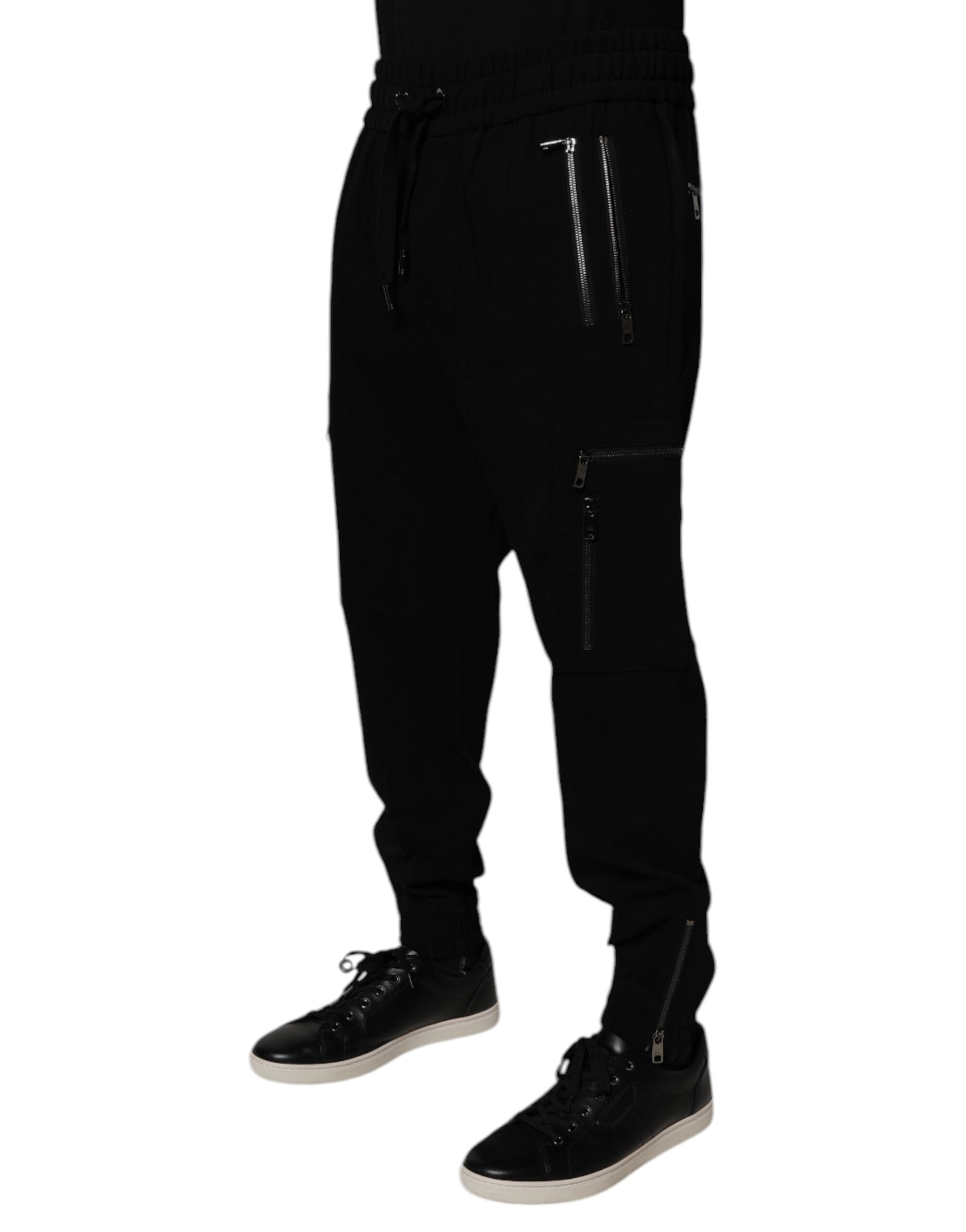 Dolce & Gabbana Black Wool Stretch Jogger Pants