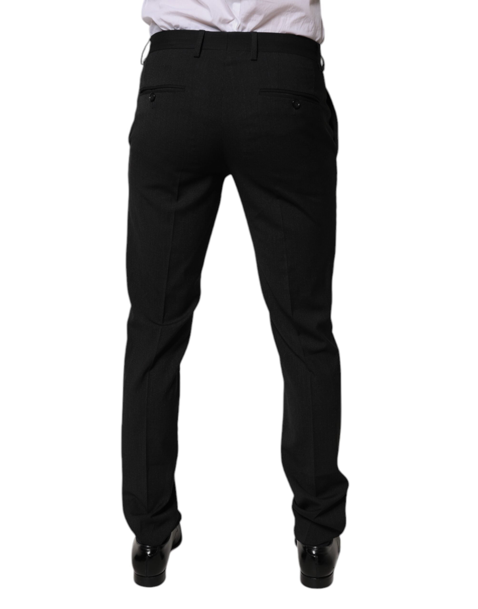 Dolce & Gabbana Black Polyester Tapered Formal Men Dress Pants