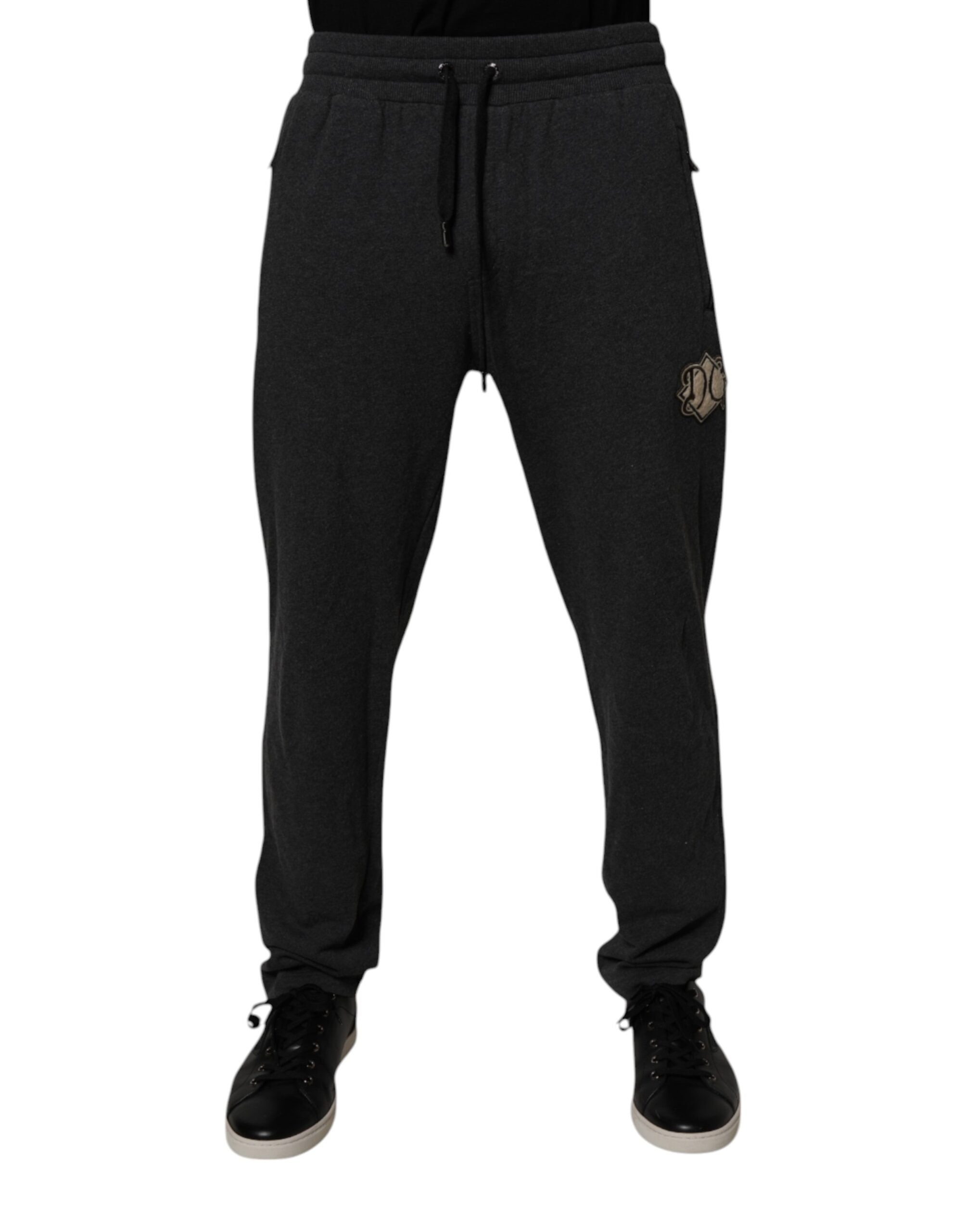 Dolce & Gabbana Dark Gray Logo Cotton Jogger Sweatpants Pants