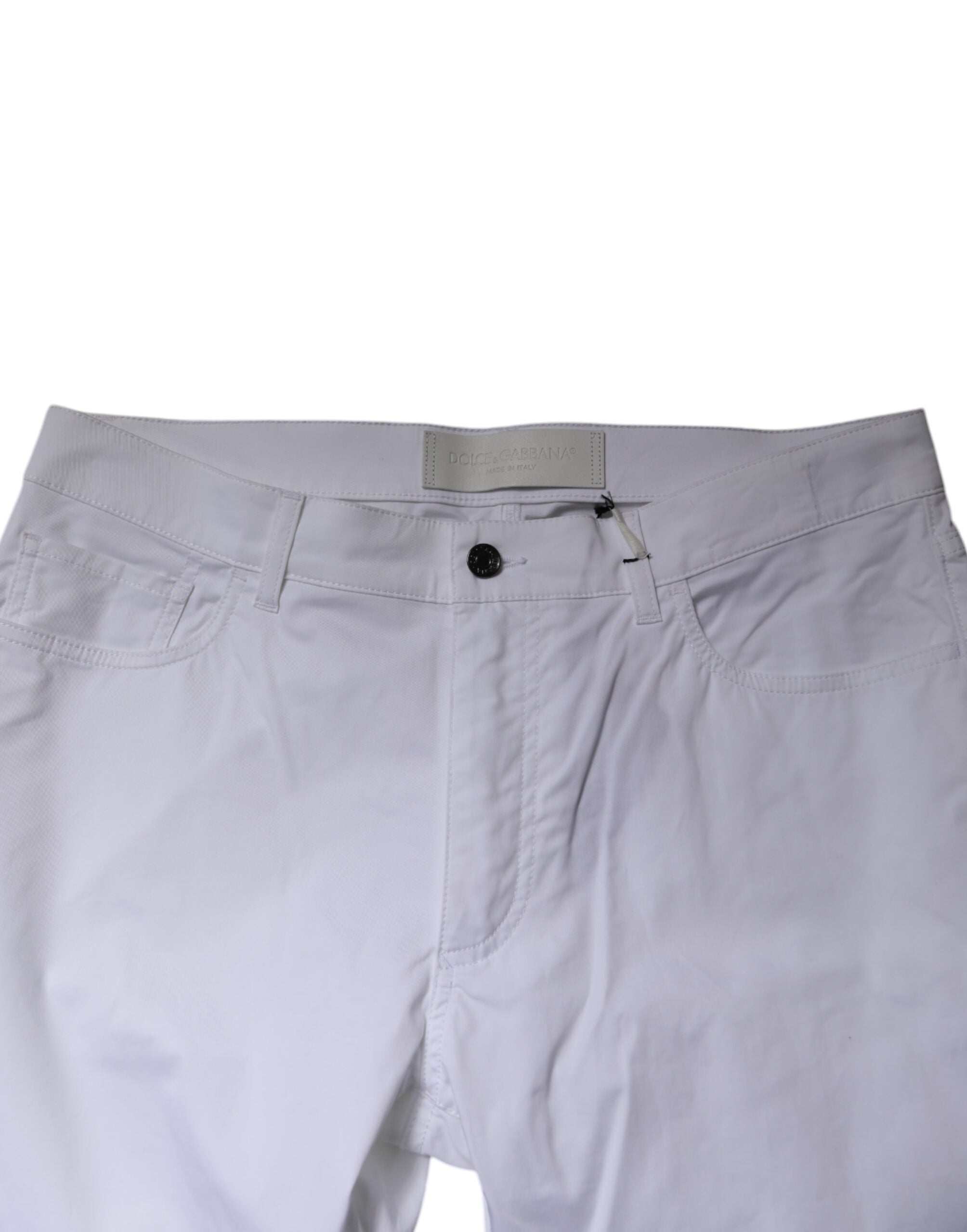 Dolce & Gabbana White Cotton Stretch Skinny Dress Formal Pants