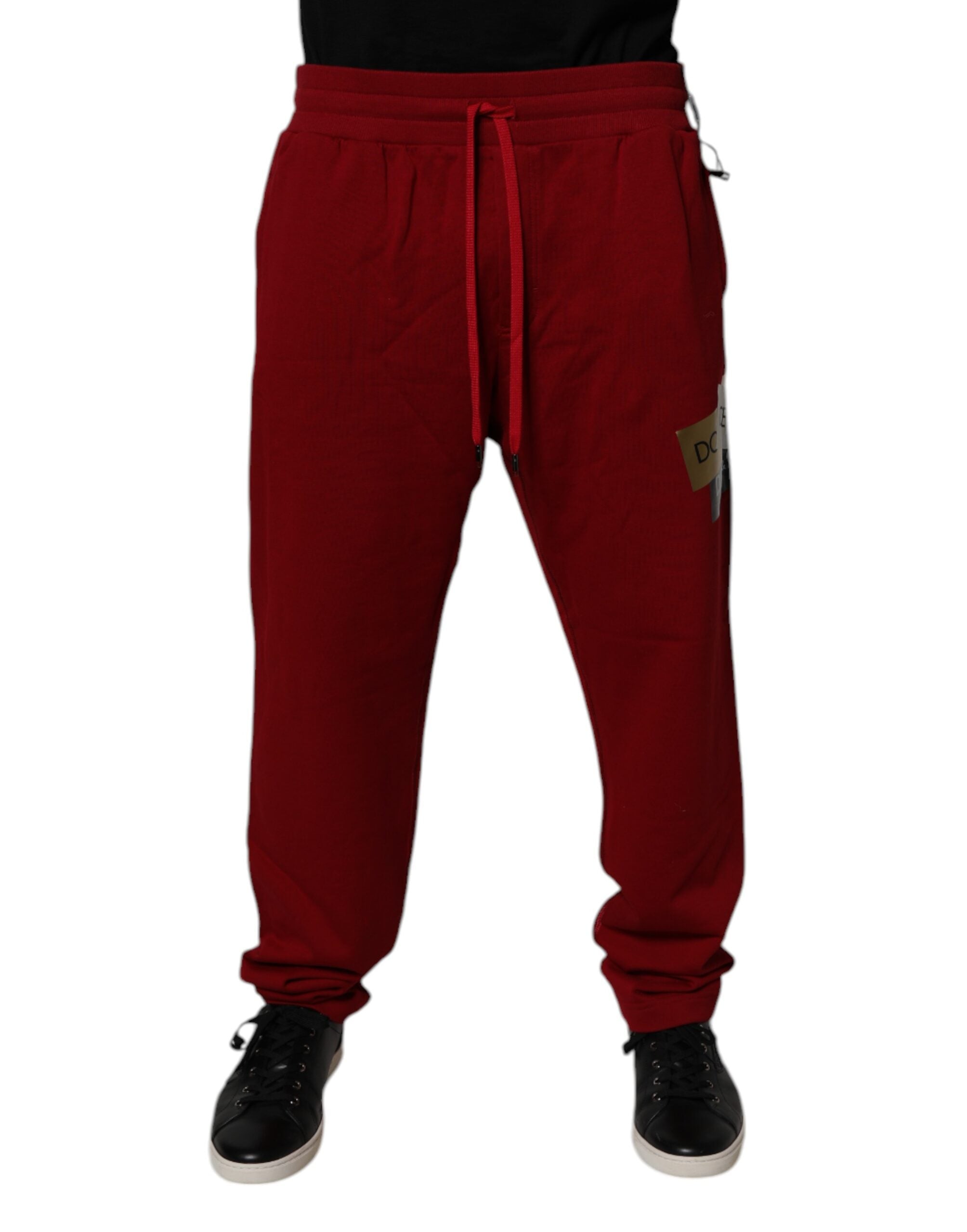 Dolce & Gabbana Red Logo Tape Cotton Jogger Sweatpants Pants