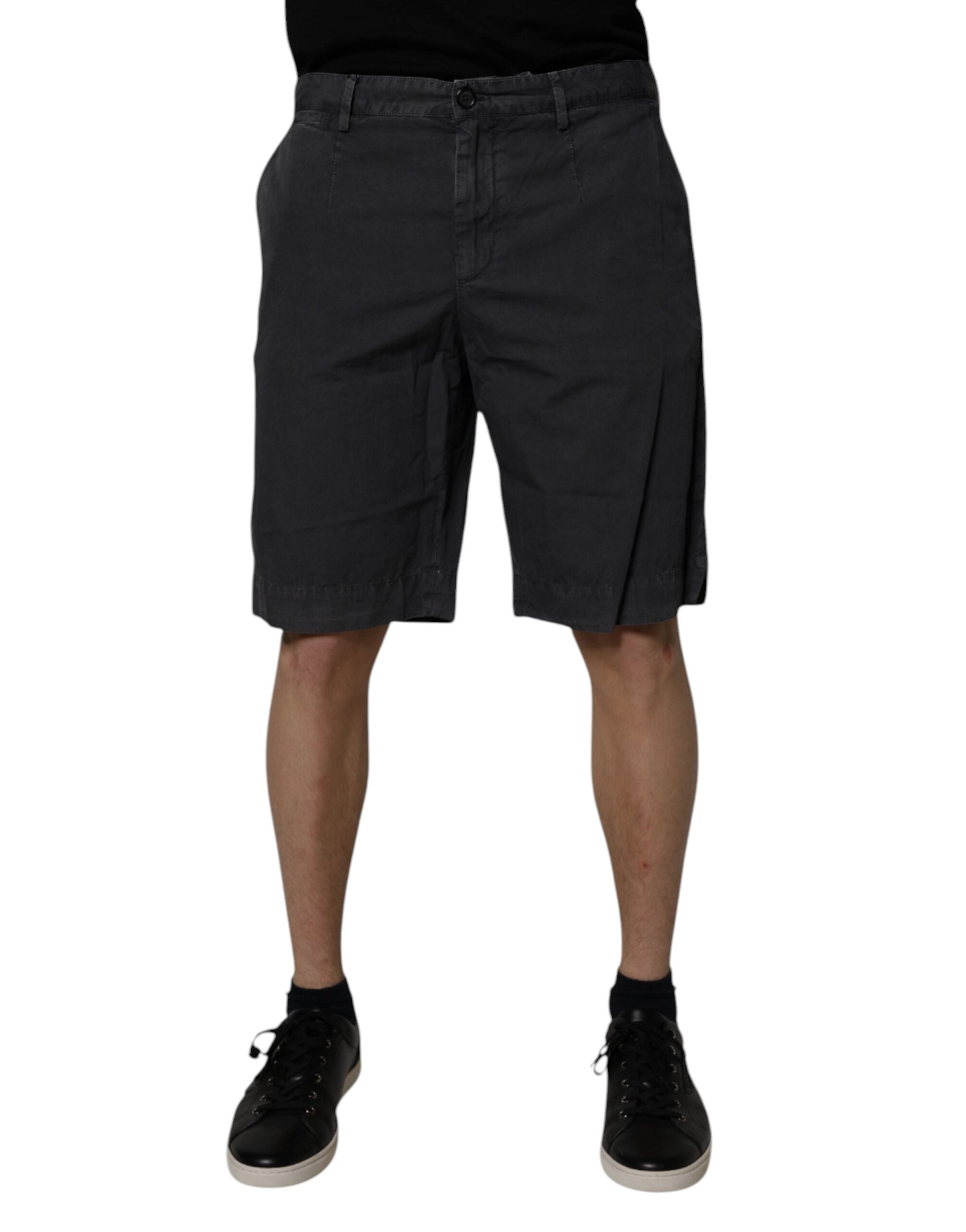 Dolce & Gabbana Dark Gray Cotton Mid Waist Men Bermuda Shorts