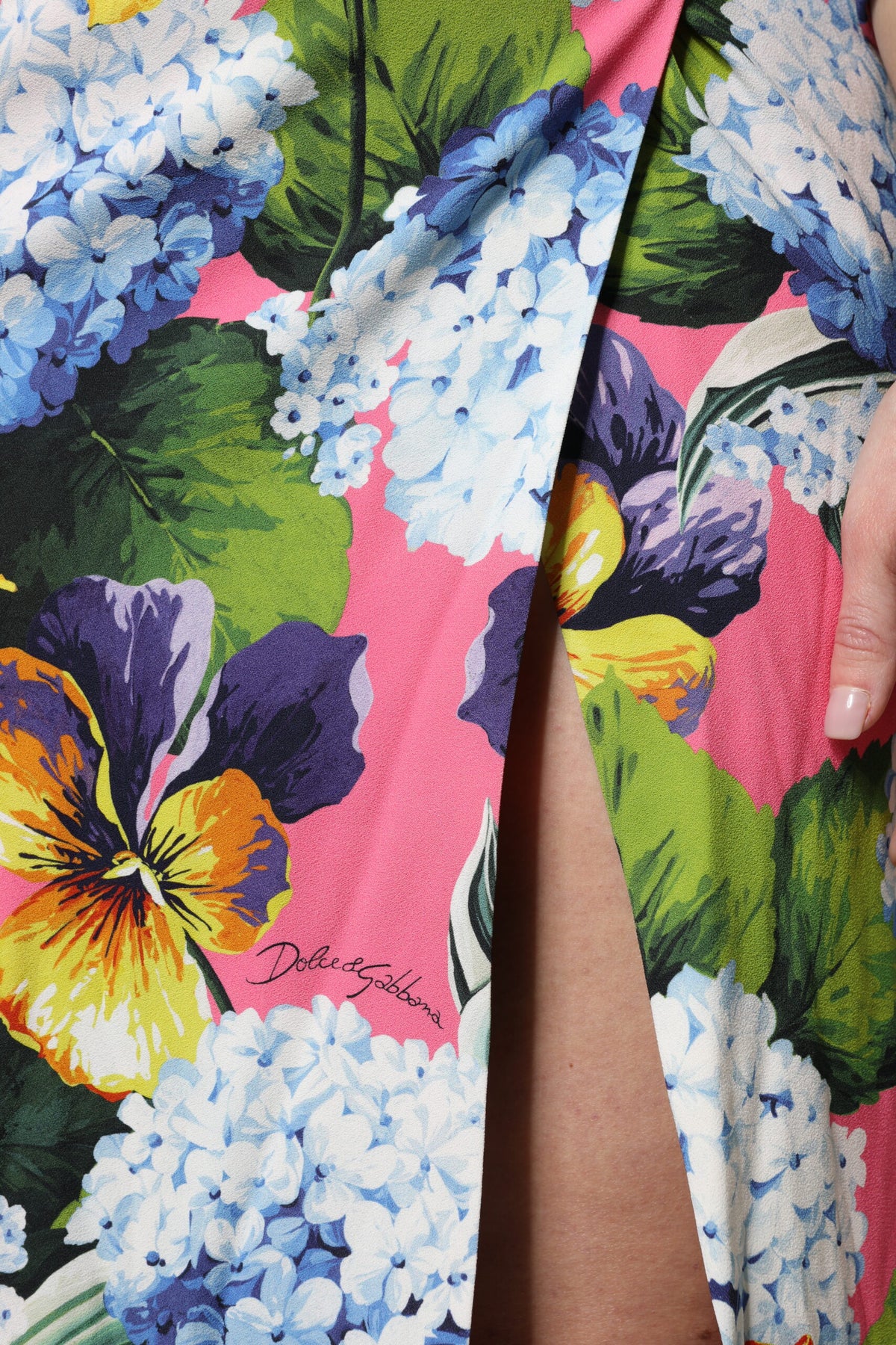 Dolce & Gabbana Multicolor Floral Side Slit Midi Dress