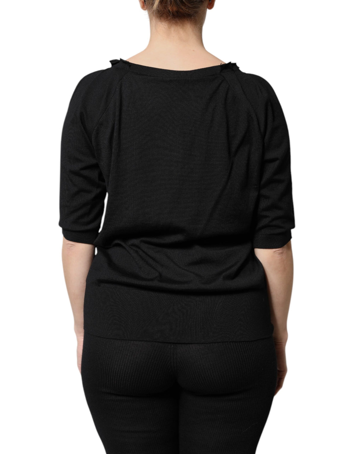 Dolce & Gabbana Black Button Down Short Sleeve Blouse Top