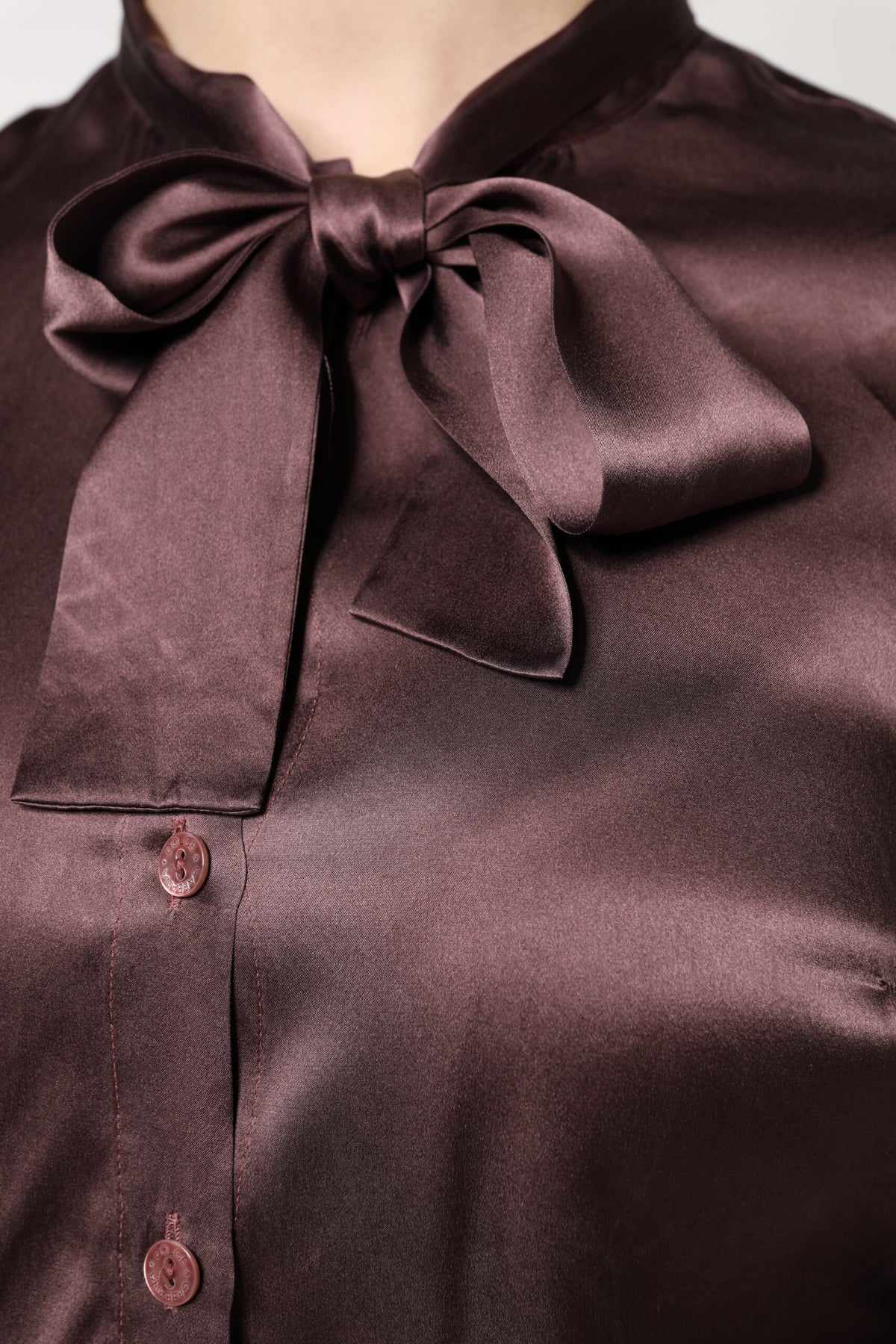 Dolce & Gabbana Brown Ascot Collar Long Sleeve Blouse Top