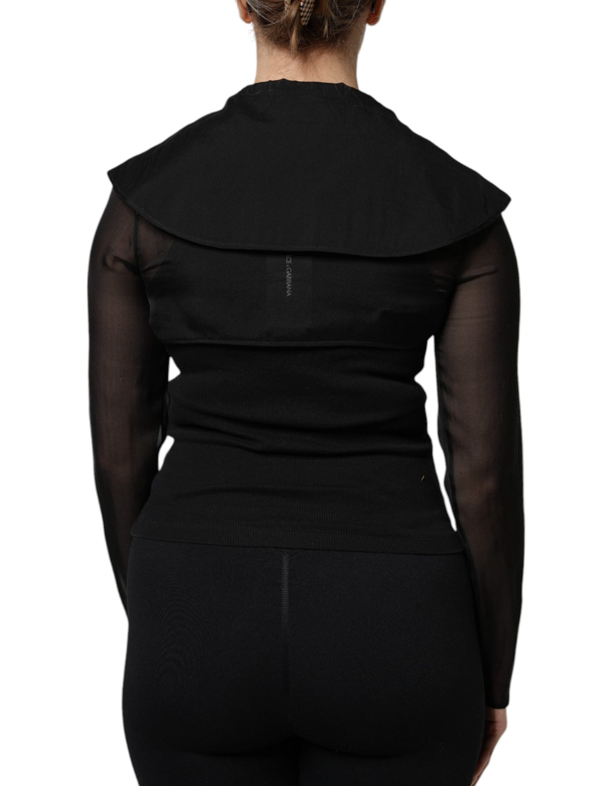 Dolce & Gabbana Black Silk Sheer Long Sleeves Blouse Top