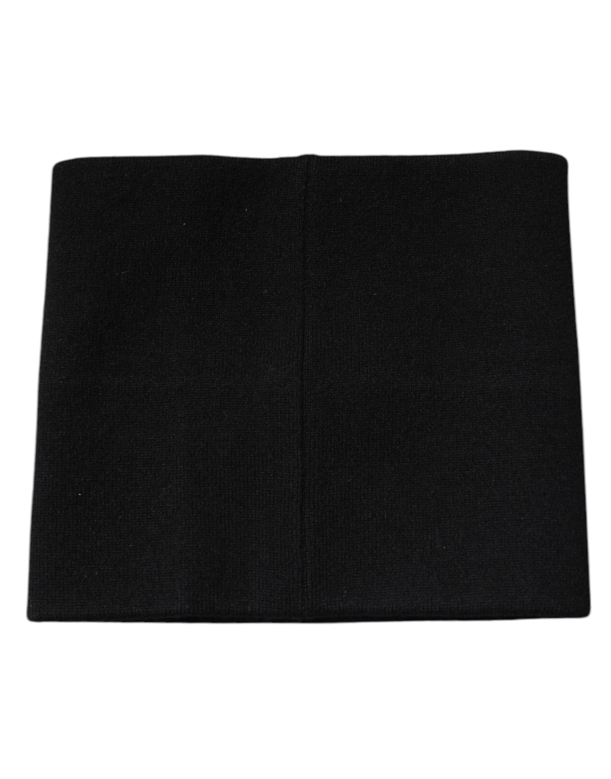 Dolce & Gabbana Black Cashmere Knitted Square Handkerchief Scarf