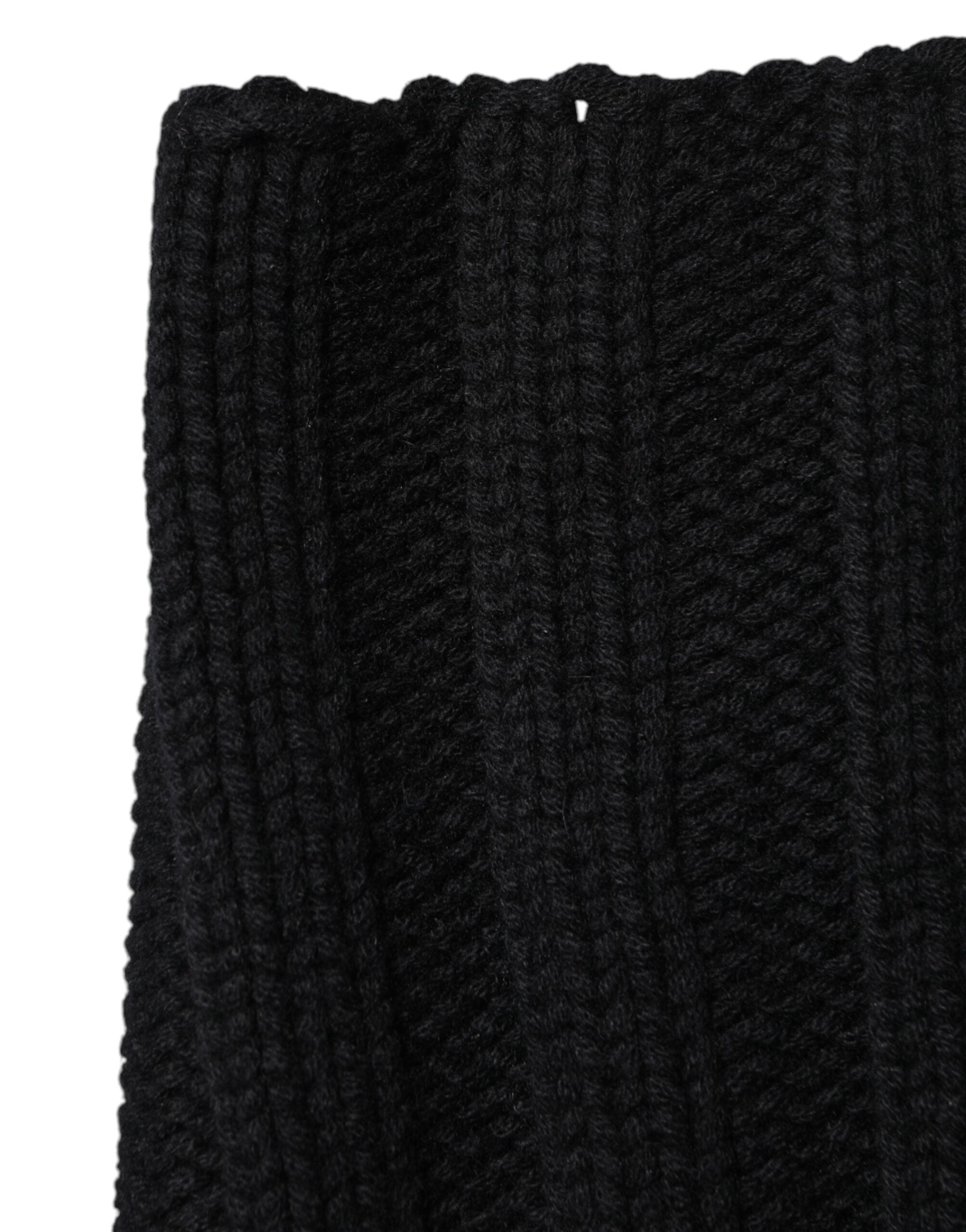 Dolce & Gabbana Black Cashmere Knitted Neck Warmer Foulard Scarf