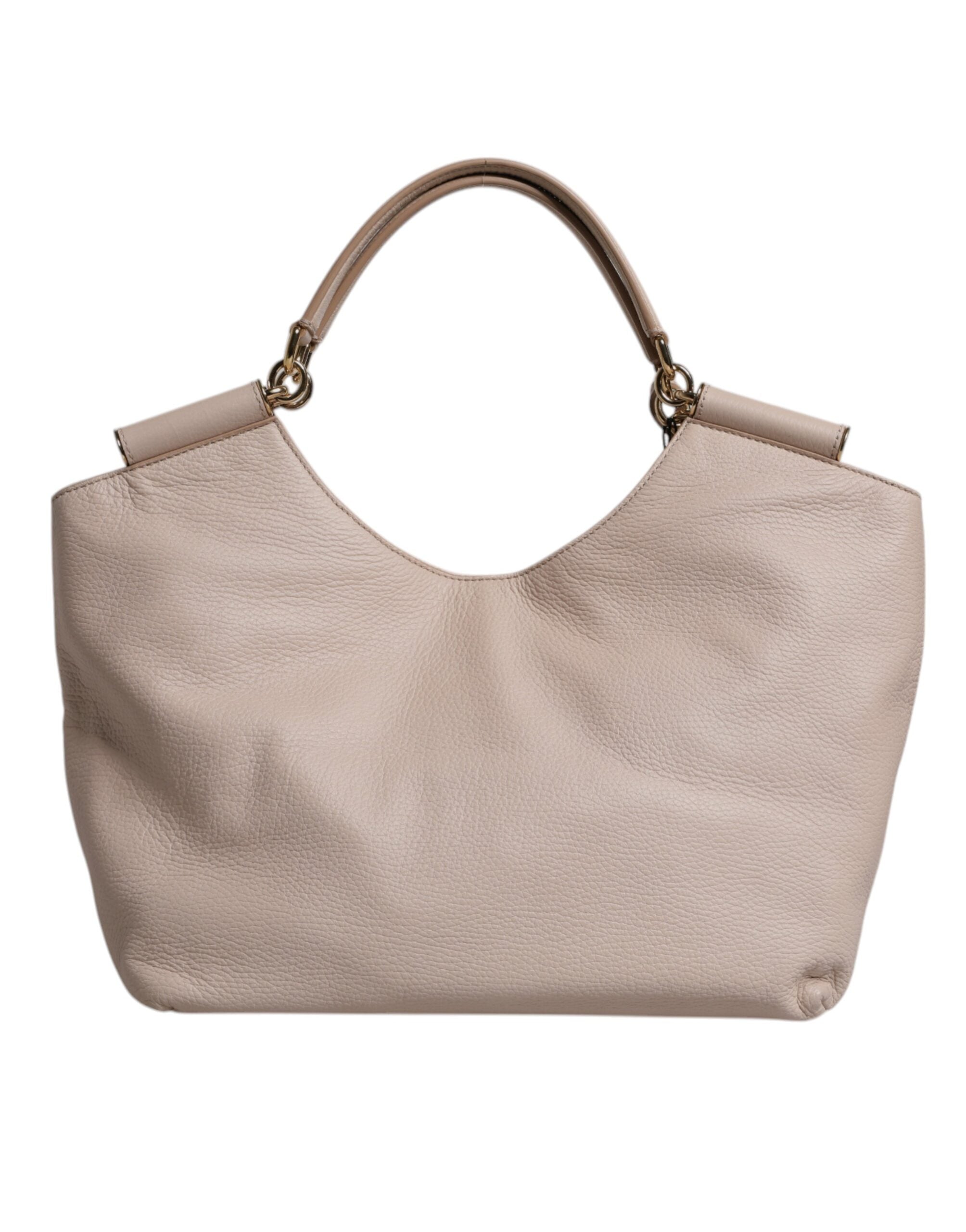 Dolce & Gabbana Light Pink Deer Leather Logo Plaque Tote Top Handle Bag