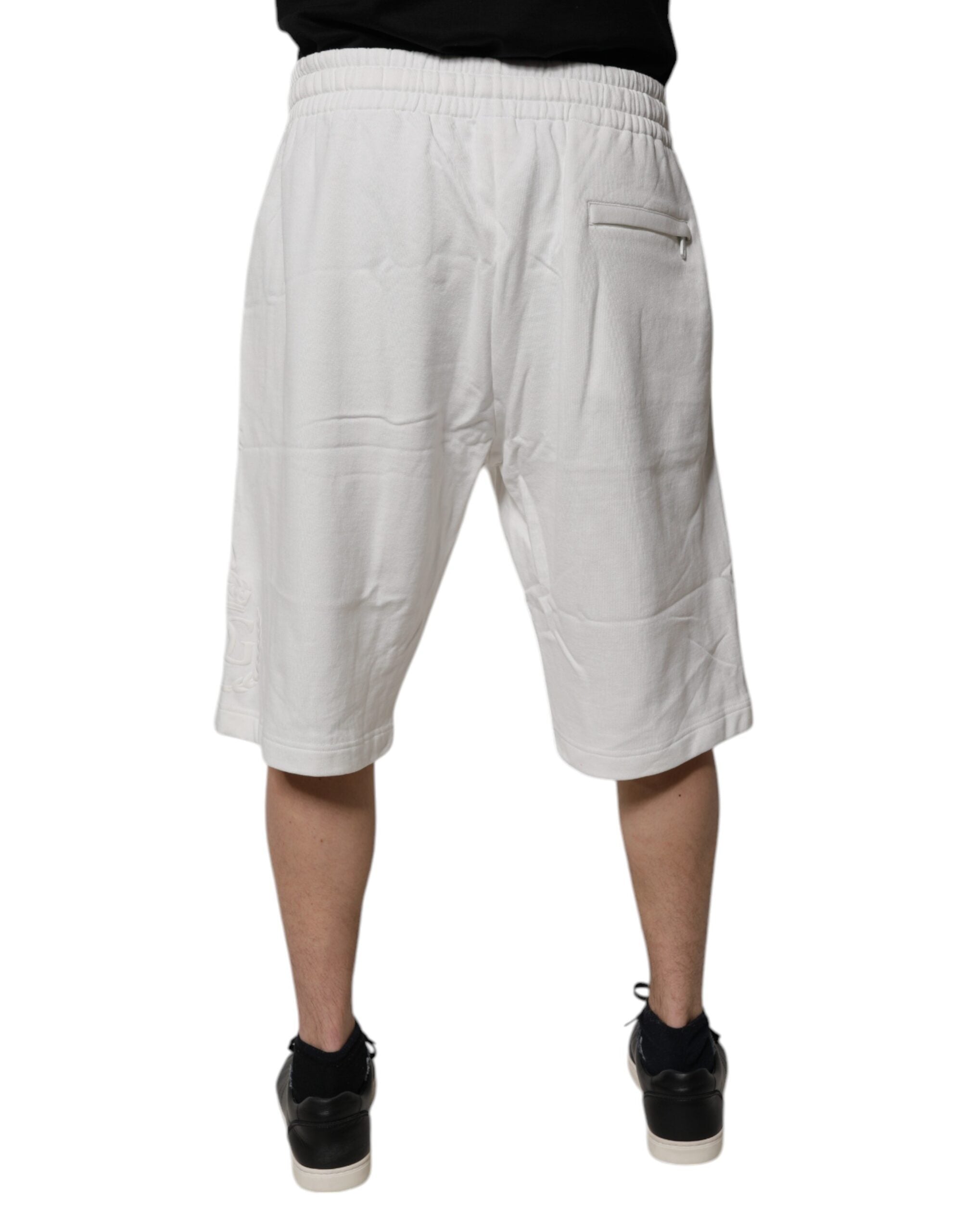 Dolce & Gabbana White Cotton Sweatshorts Men Bermuda Shorts