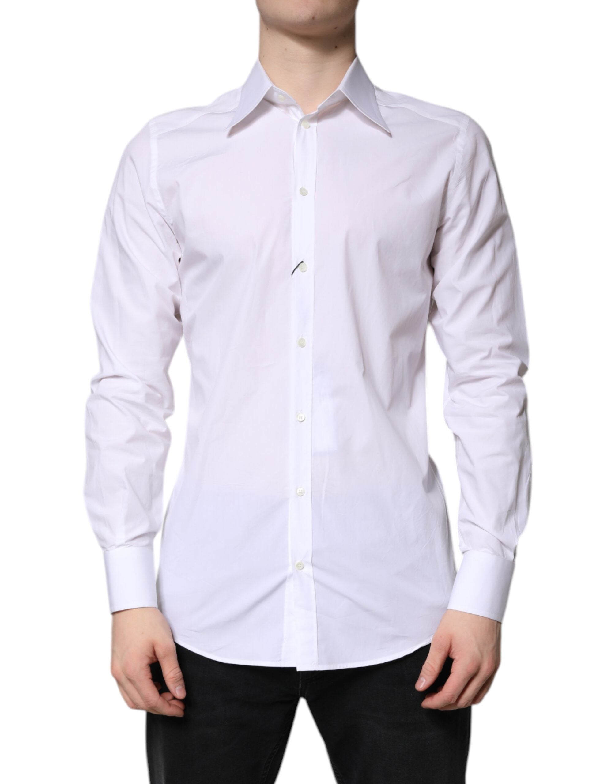Dolce & Gabbana White Cotton GOLD Dress Formal Shirt