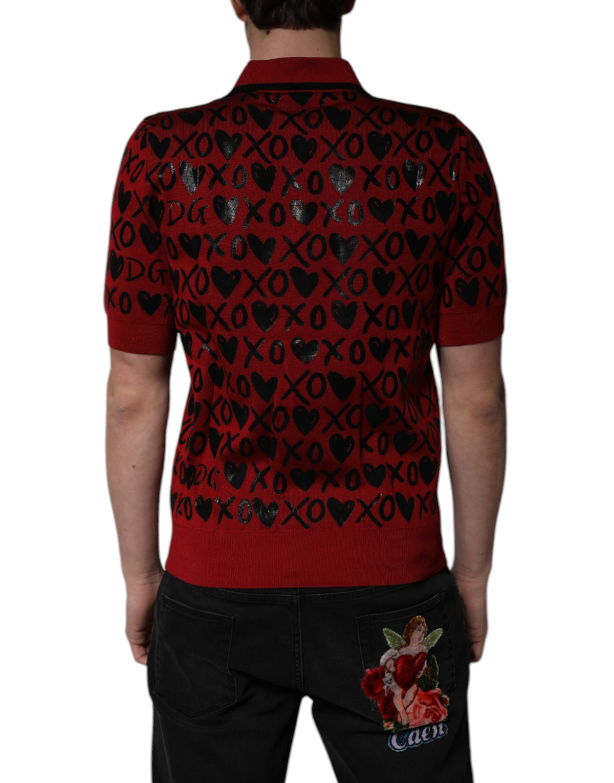 Dolce & Gabbana Red Cotton XOXO Collared Polo T-shirt