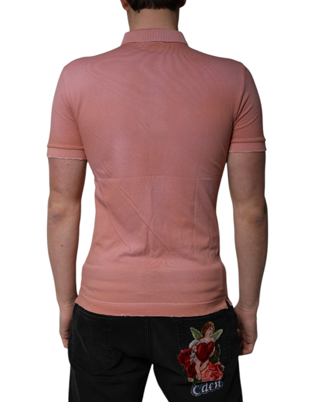Dolce & Gabbana Pink Cotton Crown Collared Polo T-shirt