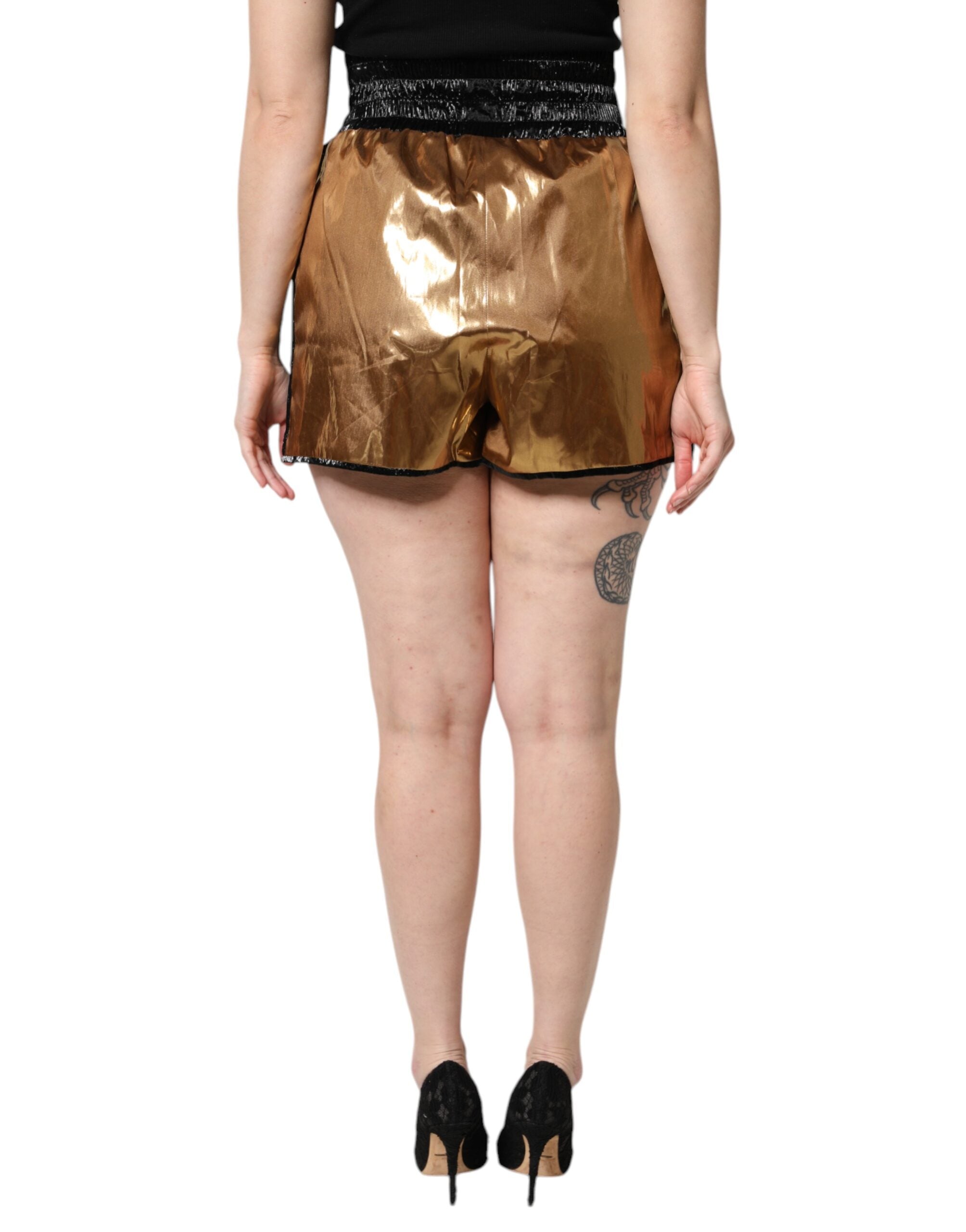 Dolce & Gabbana Metallic Gold High Waist Women Hotpants Short