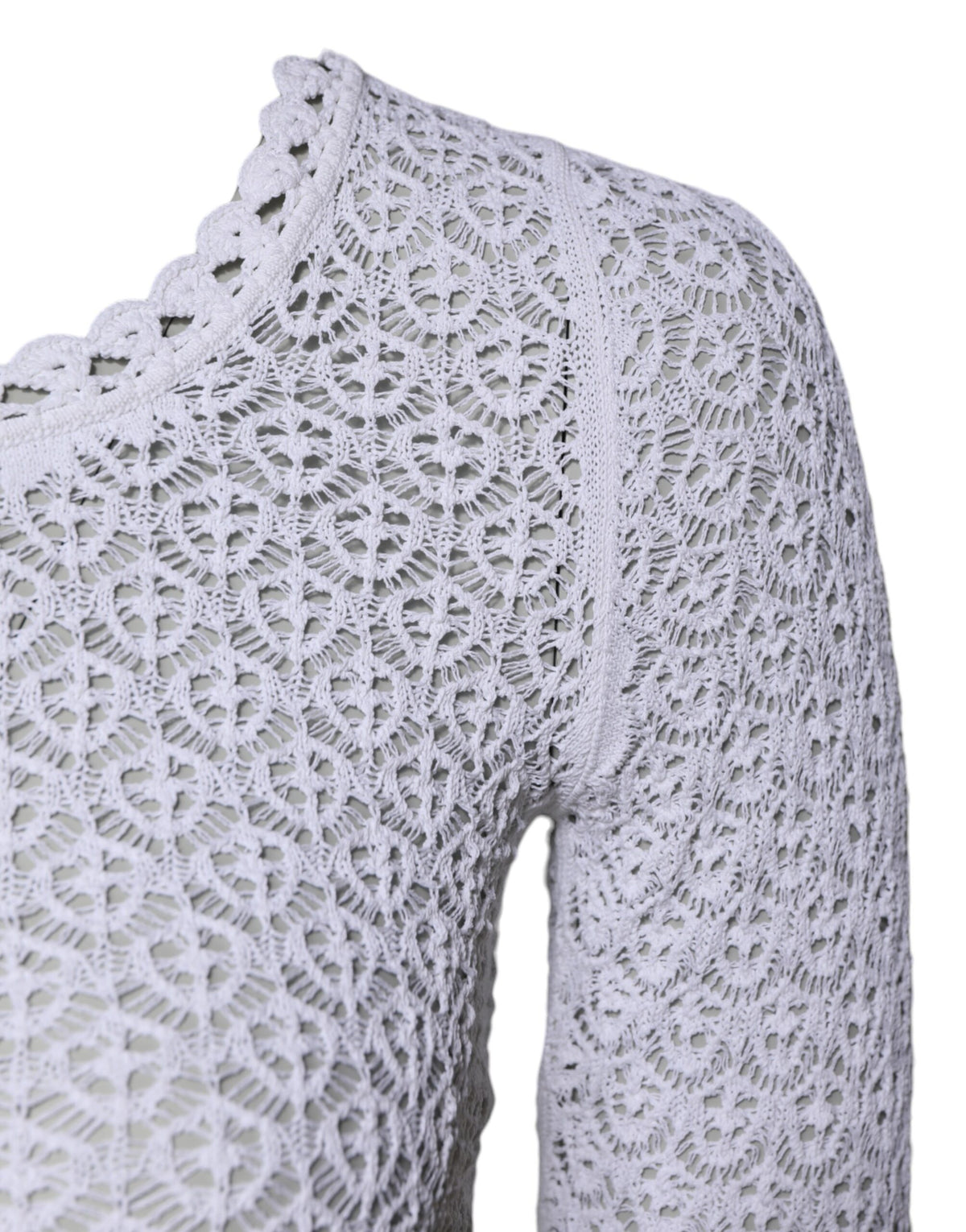 Dolce & Gabbana White Viscose Short Sleeve Crochet Top