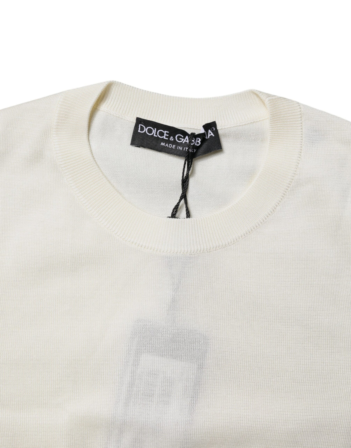 Dolce & Gabbana Cream Short Sleeve Silk Round Neck Blouse Top