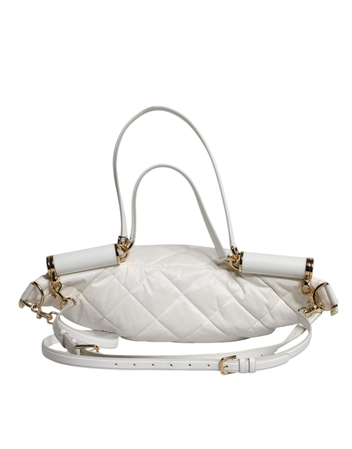 Dolce & Gabbana White Quilted Logo Plaque Belt Waist Fanny Pack Bag