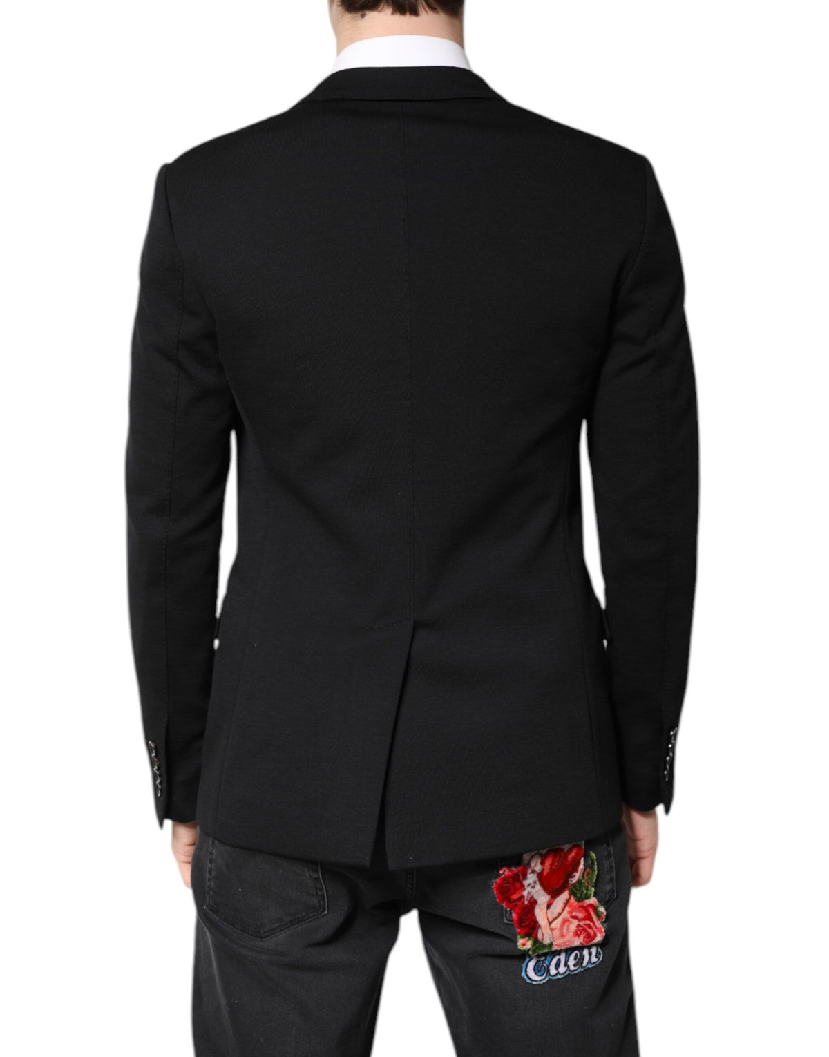Dolce & Gabbana Black Wool Slim Fit Coat Blazer Jacket Suit