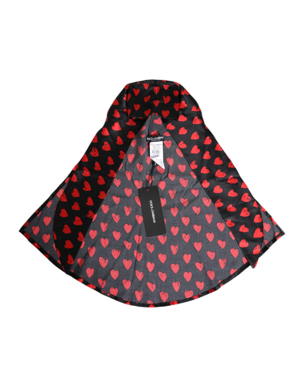 Dolce & Gabbana Black Red Hearts Polyester Hat