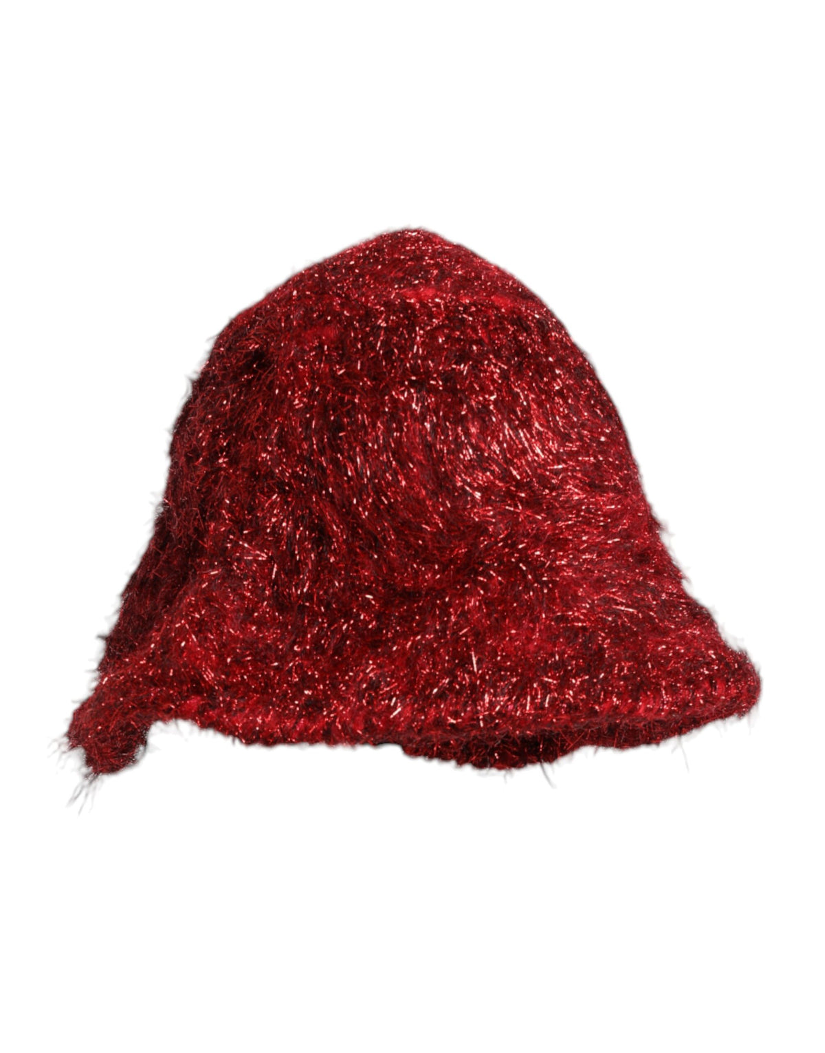 Dolce & Gabbana Red Viscose Tinsel Wide Brim Bucket Hat