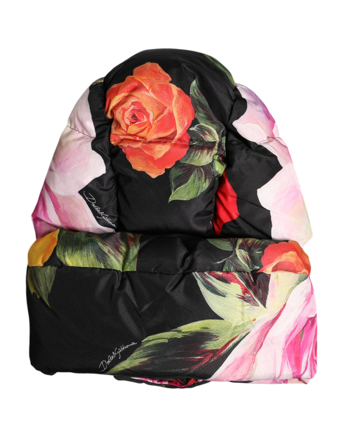 Dolce & Gabbana Black Floral Print Whole Head Wrap Hat