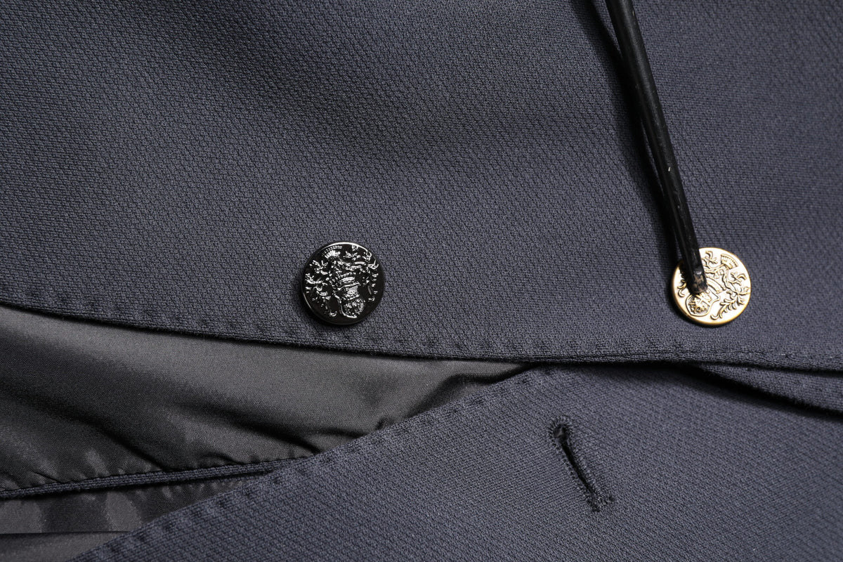 Dolce & Gabbana Dark Blue Cotton Men Jacket Coat Suit Blazer