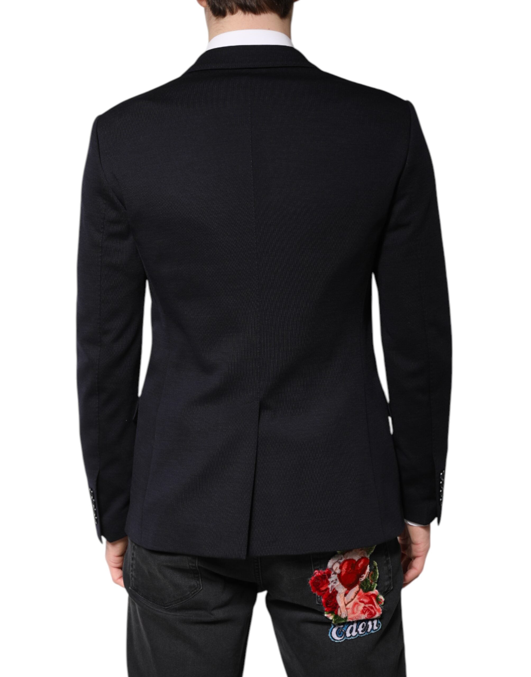 Dolce & Gabbana Black Wool Single Breasted Coat Suit Blazer